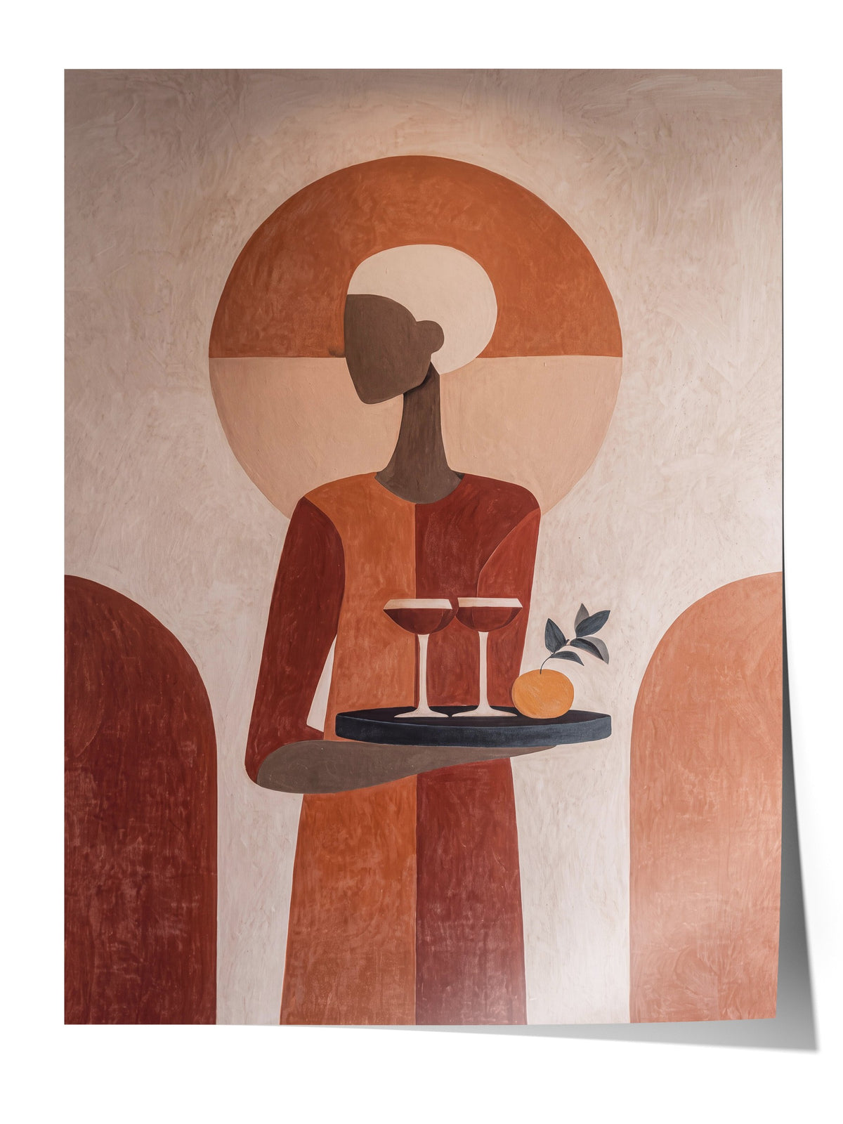 Minimalist Figür ve Turuncu Tonlar Çerçevesiz Poster