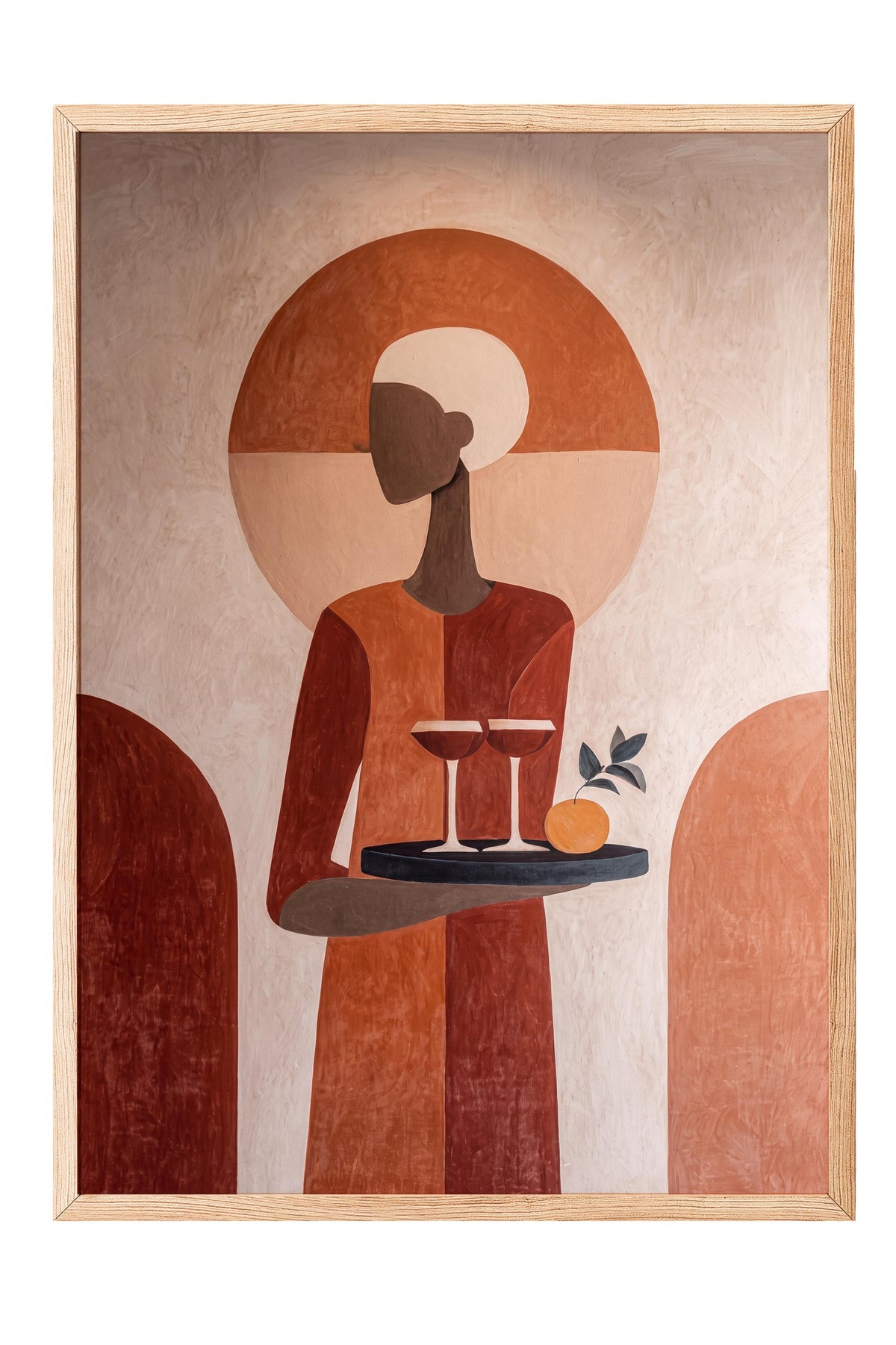Minimalist Figür ve Turuncu Tonlar Poster – Ahşap Çerçeveli Tablo