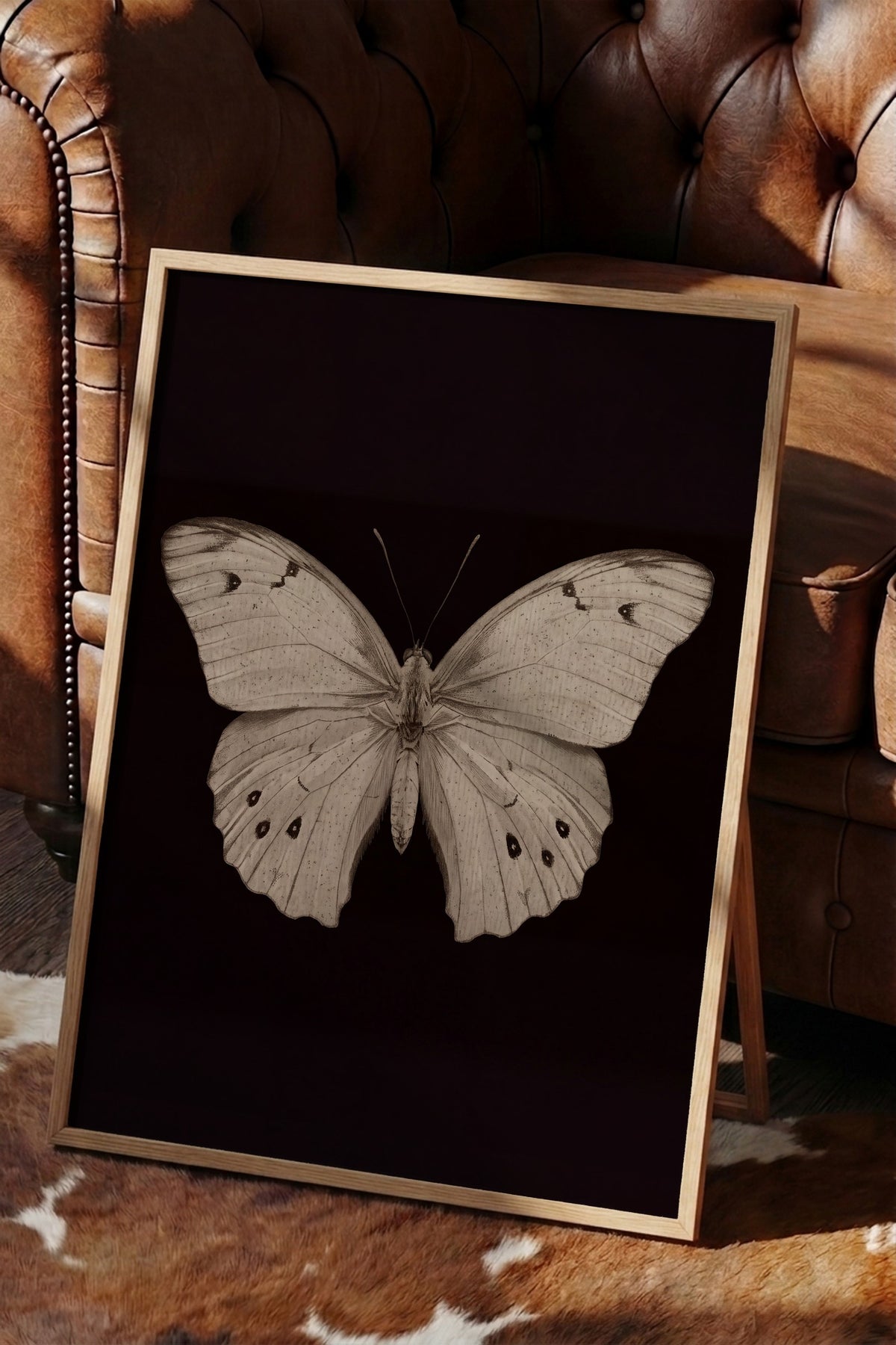 Kelebek Çizimi Poster – Ahşap Çerçeveli Tablo