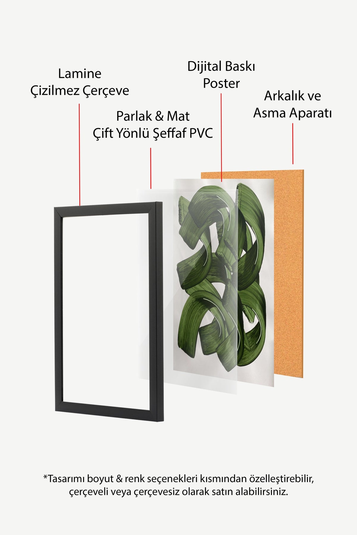 Soyut Fırça Dokunuşları Poster – Siyah Çerçeveli Tablo