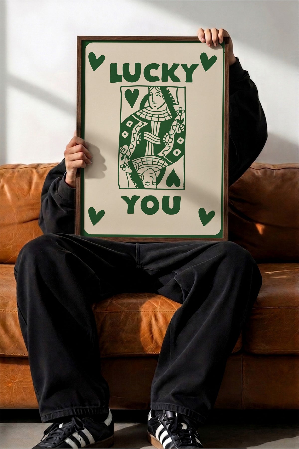 LUCKY YOU Poster – Kahverengi Çerçeveli Tablo