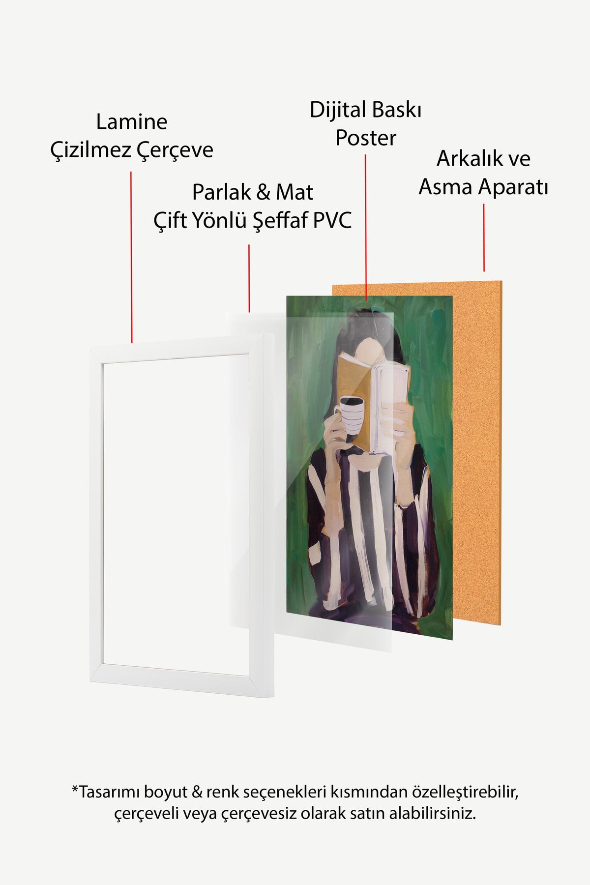 Kitap Okuyan Kadın Poster – Beyaz Çerçeveli Tablo