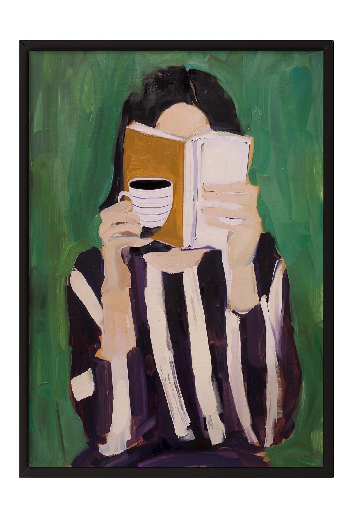 Kitap Okuyan Kadın Poster – Siyah Çerçeveli Tablo