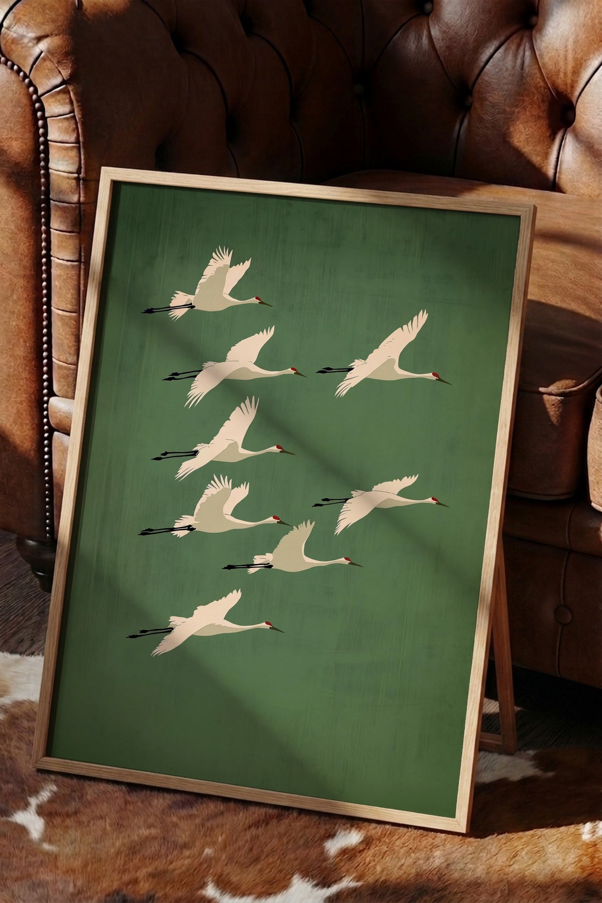 Uçan Turnalar Poster – Ahşap Çerçeveli Tablo