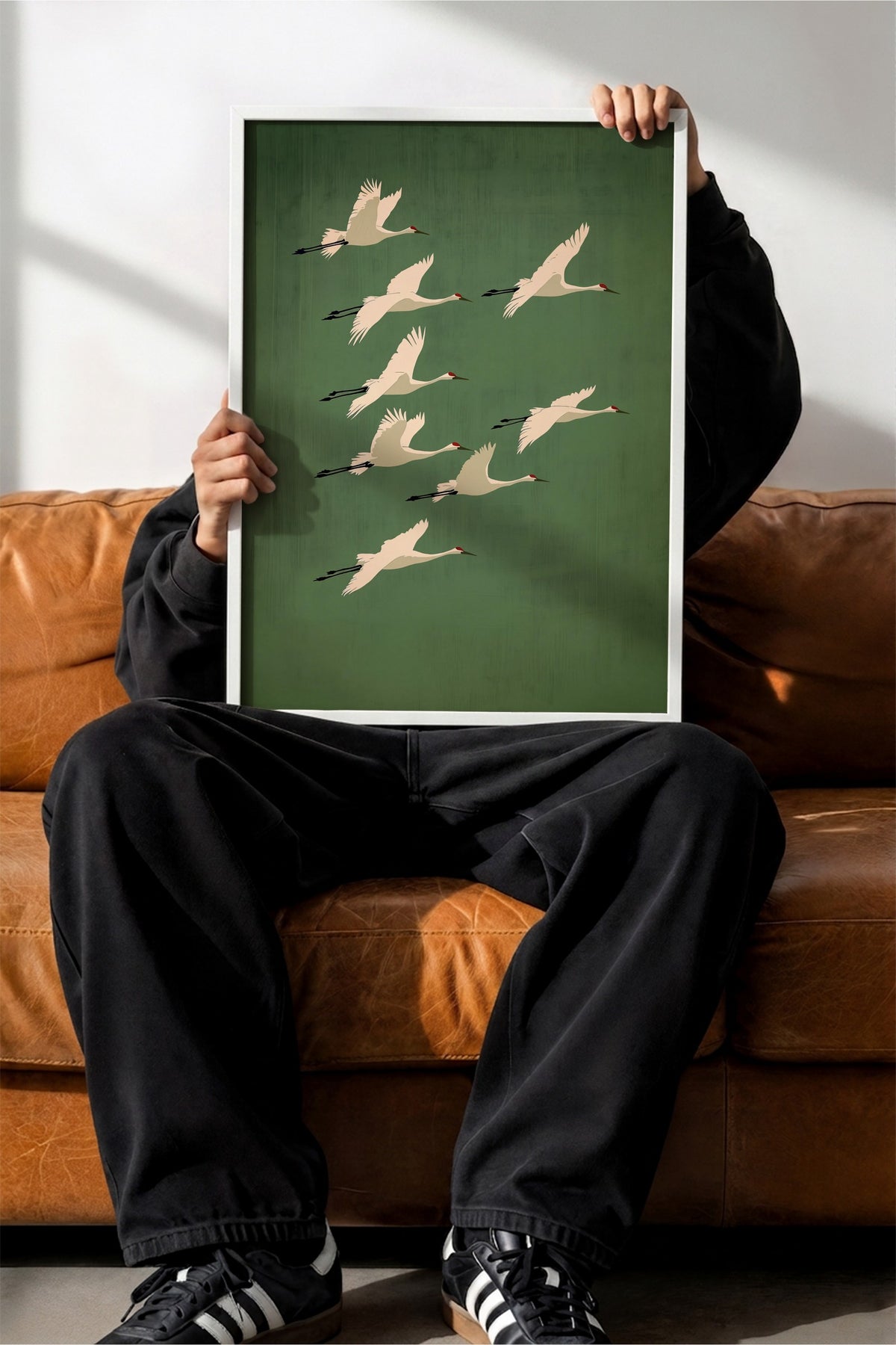 Uçan Turnalar Poster – Beyaz Çerçeveli Tablo