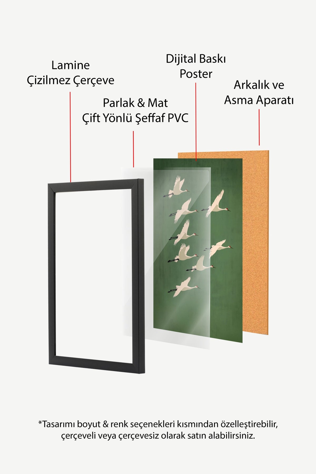 Uçan Turnalar Poster – Siyah Çerçeveli Tablo