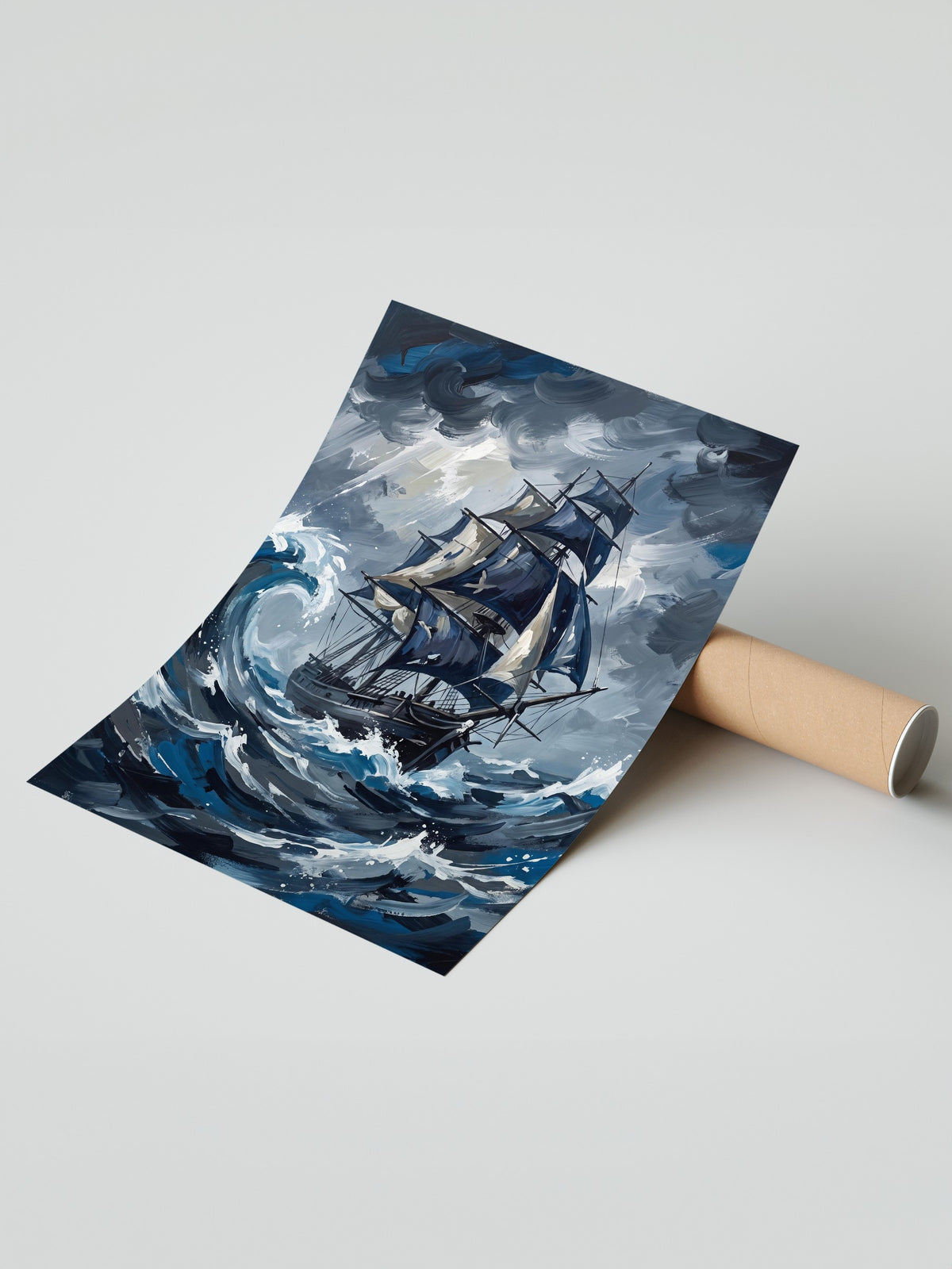 Fırtınalı Deniz ve Yelkenli Çerçevesiz Poster