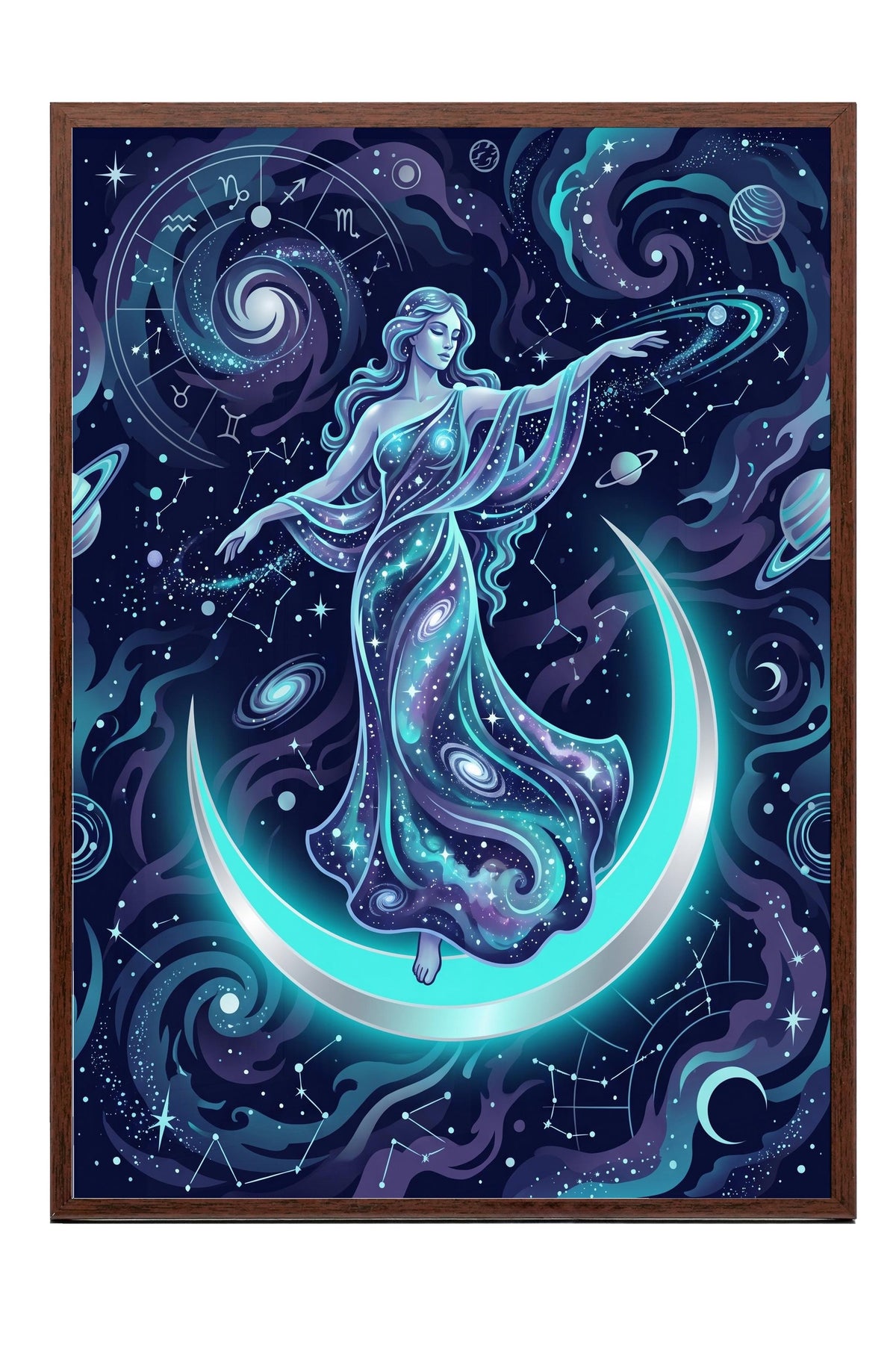 Gökyüzü Tanrıçası Poster – Kahverengi Çerçeveli Tablo