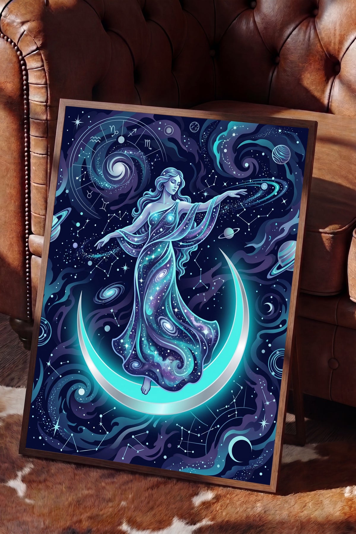 Gökyüzü Tanrıçası Poster – Kahverengi Çerçeveli Tablo