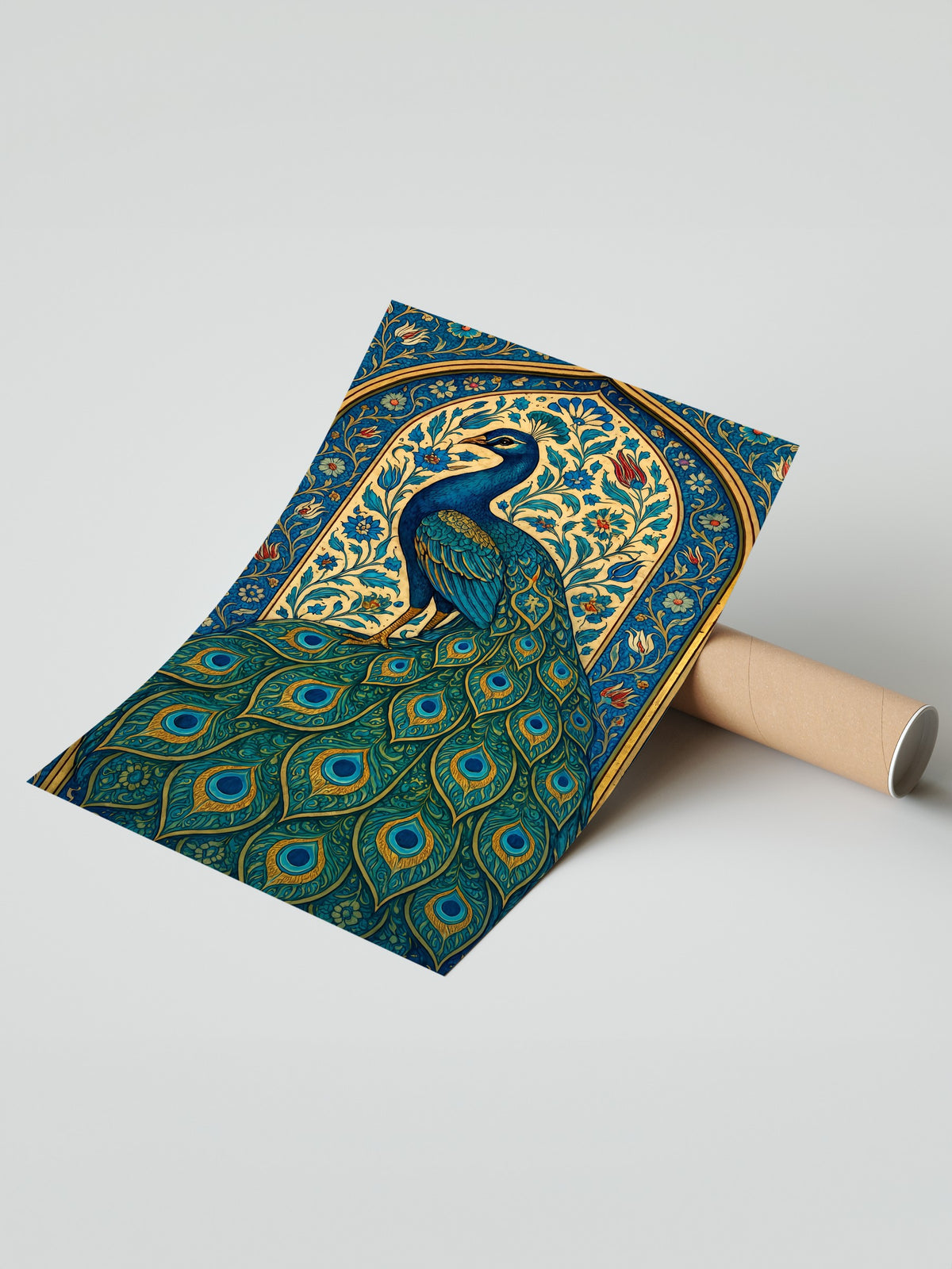 Tavus Kuşu Motifli Duvar Sanatı Çerçevesiz Poster