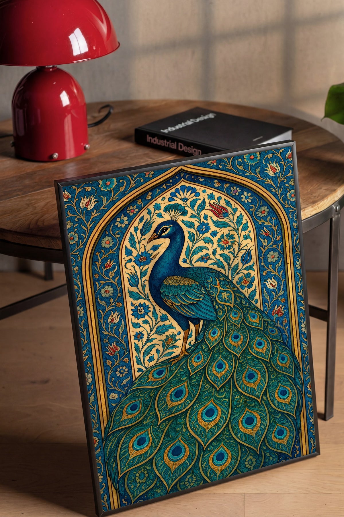 Tavus Kuşu Motifli Duvar Sanatı Poster – Siyah Çerçeveli Tablo