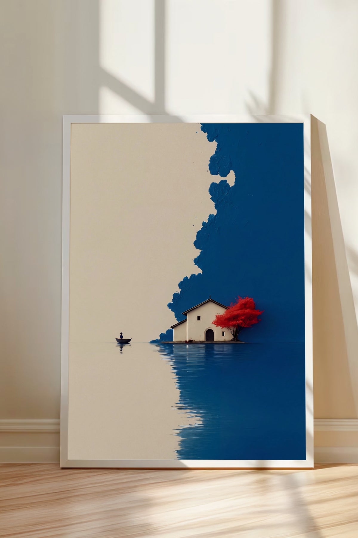 Doğa ve Ev Manzarası Poster – Beyaz Çerçeveli Tablo