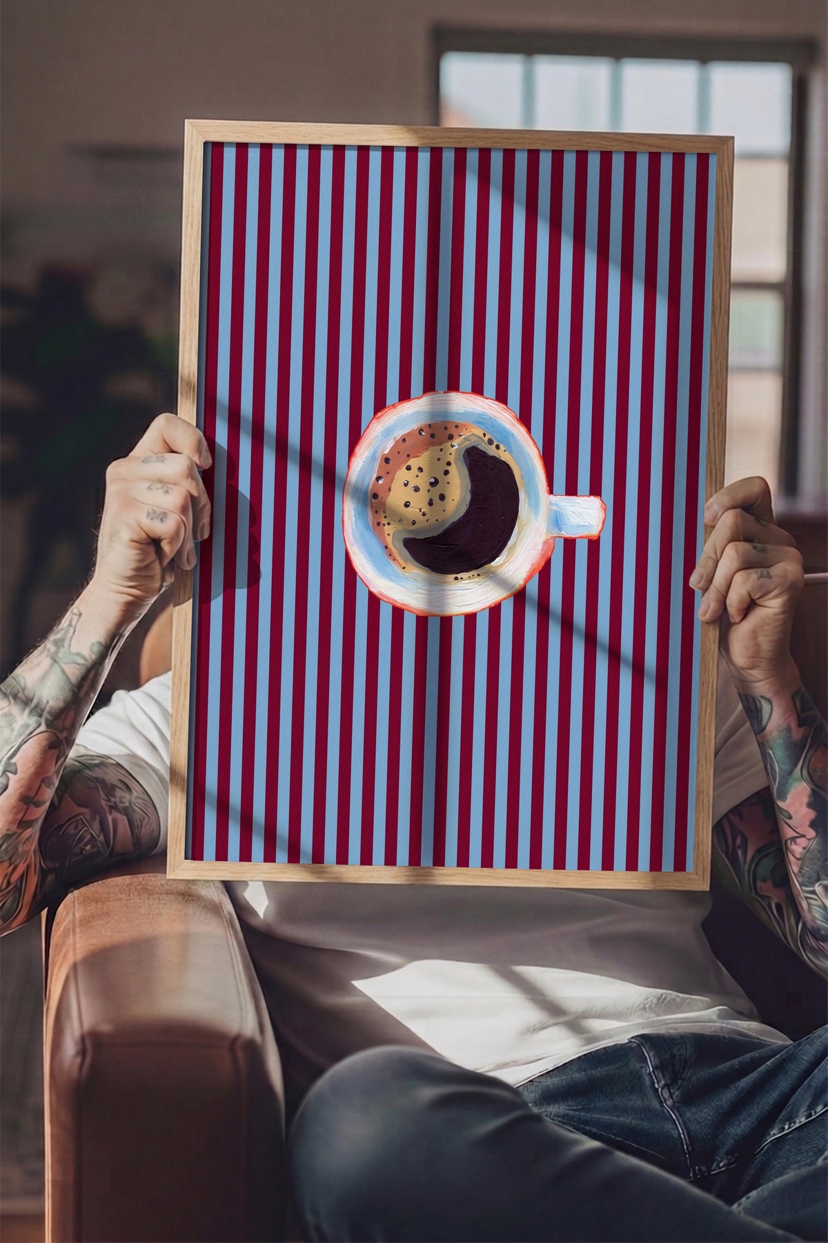 Kahve Fincanı Çizimi Poster – Ahşap Çerçeveli Tablo