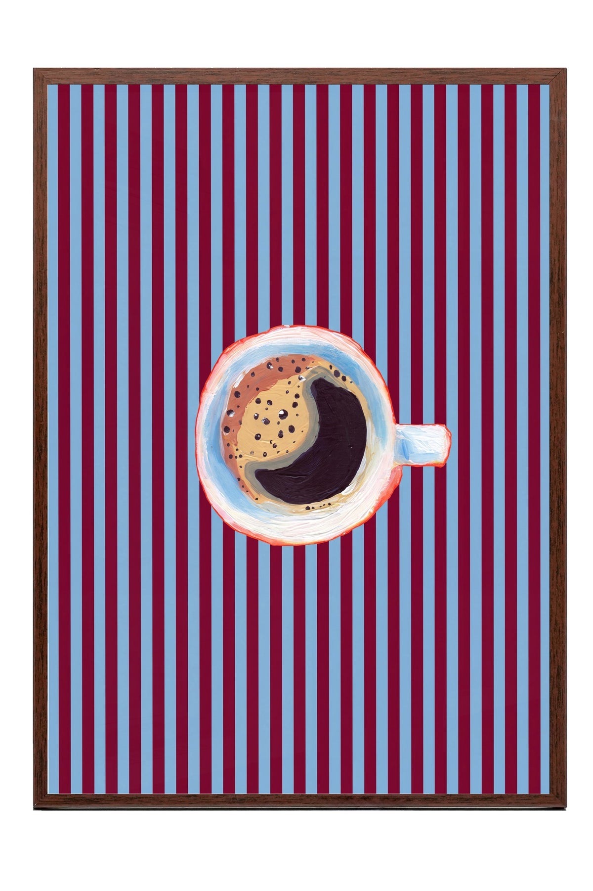 Kahve Fincanı Çizimi Poster – Kahverengi Çerçeveli Tablo