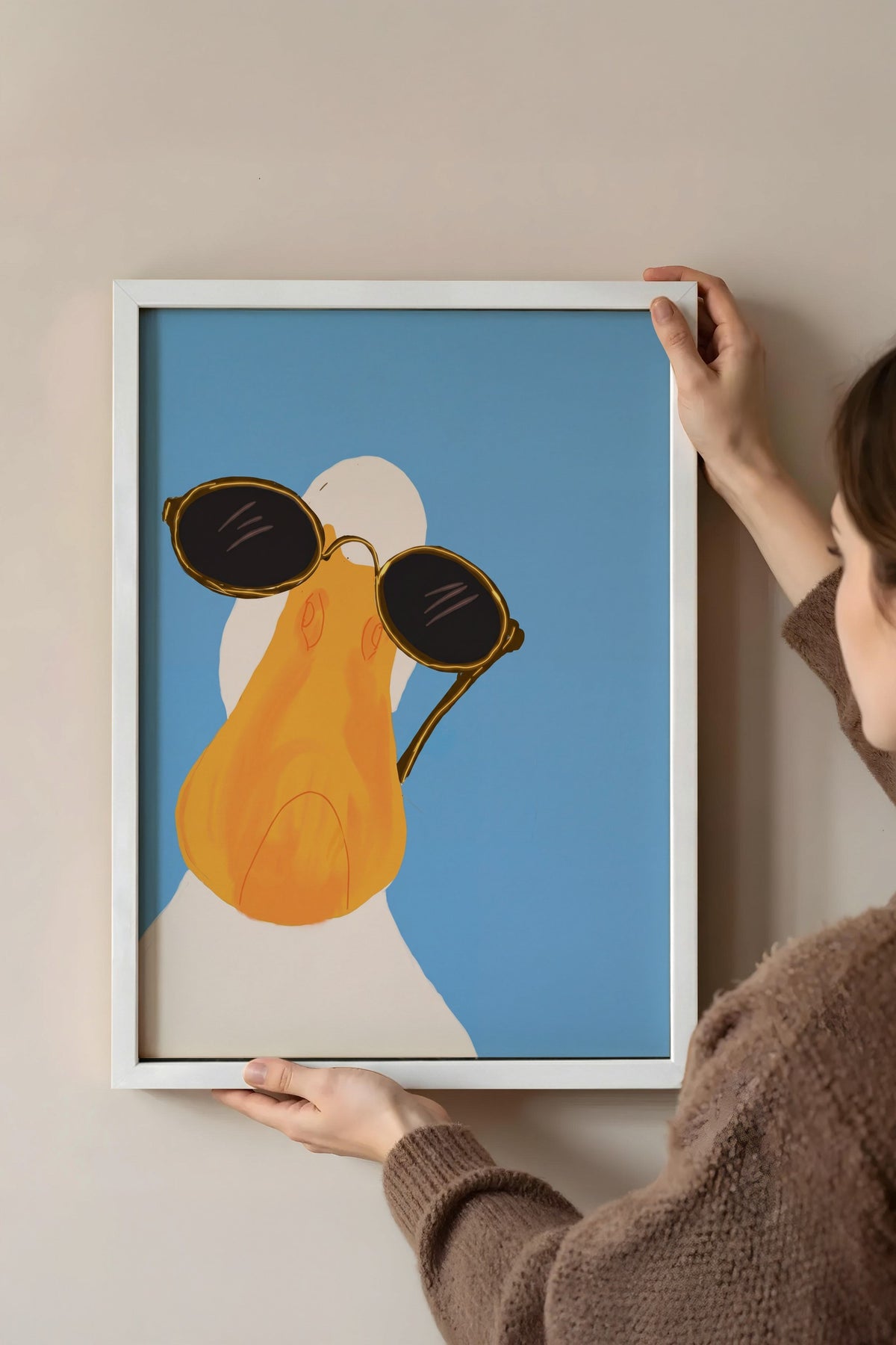 Gözlüklü Ördek Poster – Beyaz Çerçeveli Tablo