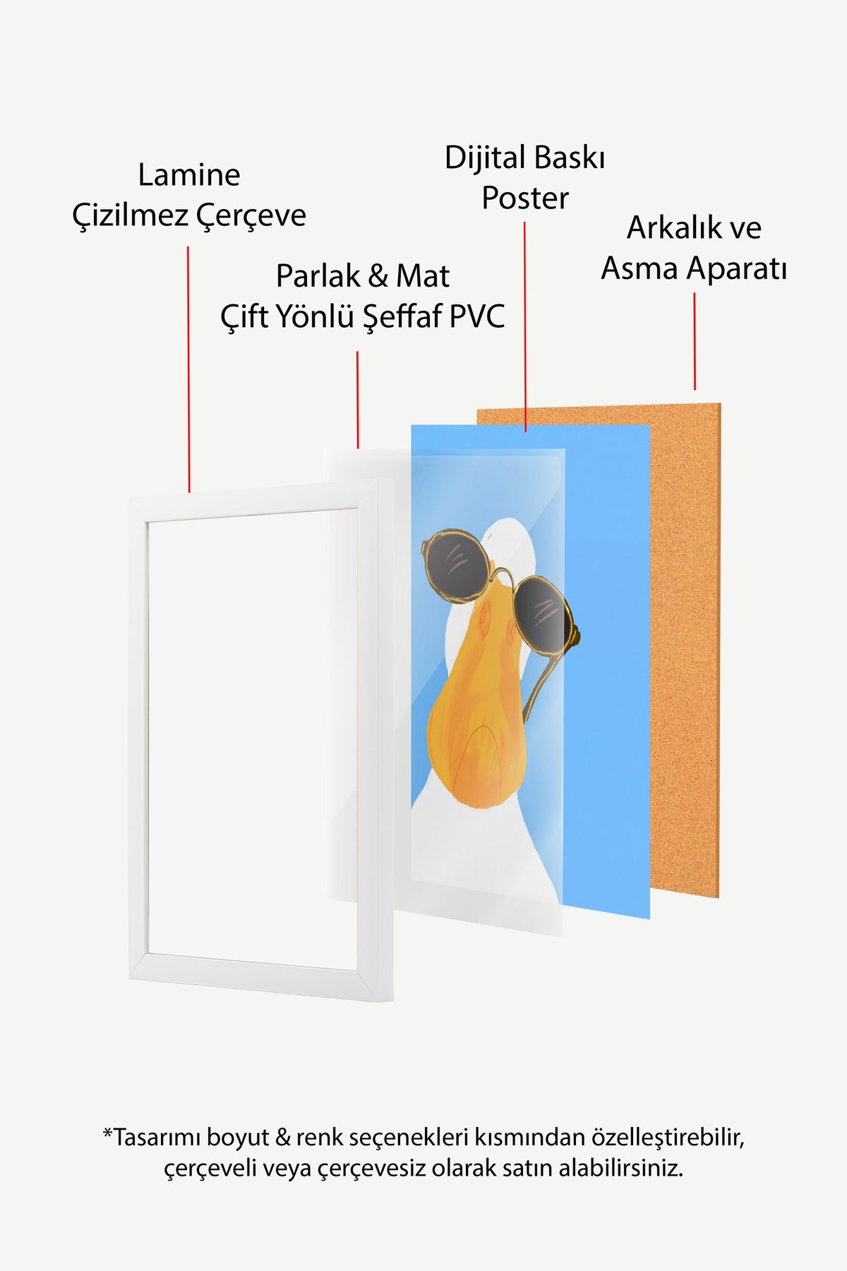 Gözlüklü Ördek Poster – Beyaz Çerçeveli Tablo