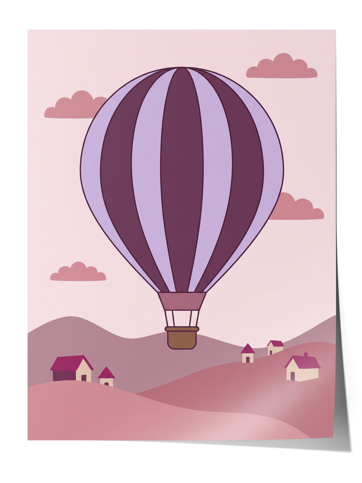 Sıcak Hava Balonlu Manzara Çerçevesiz Poster