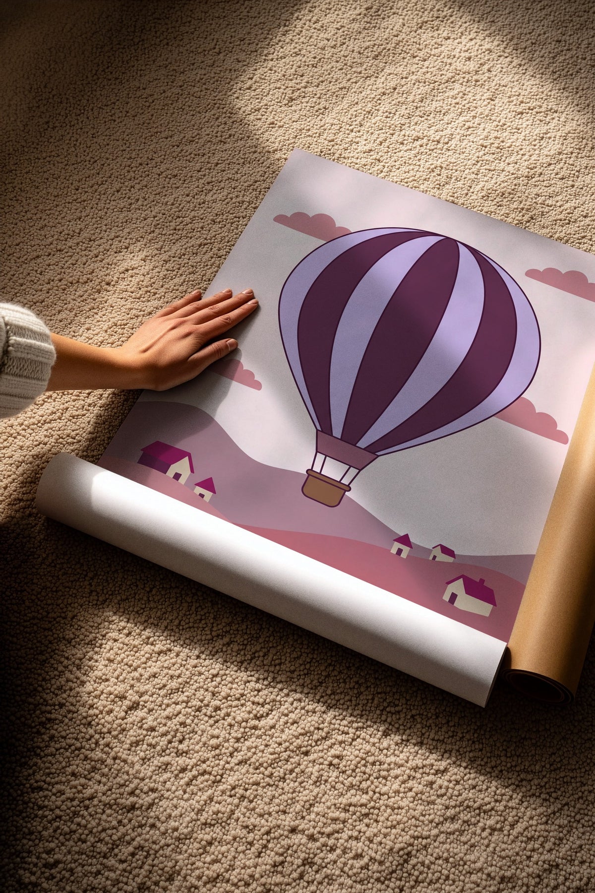 Sıcak Hava Balonlu Manzara Çerçevesiz Poster