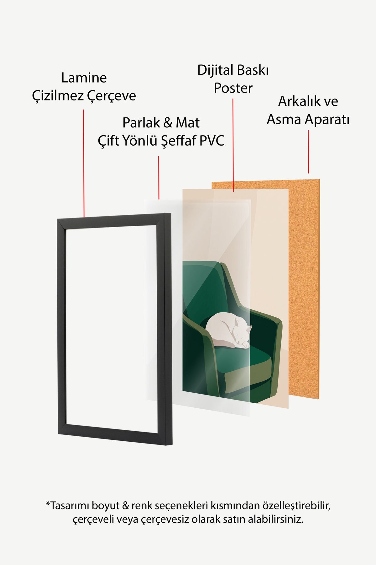 Koltuk Üzerinde Uyuyan Kedi Poster – Siyah Çerçeveli Tablo