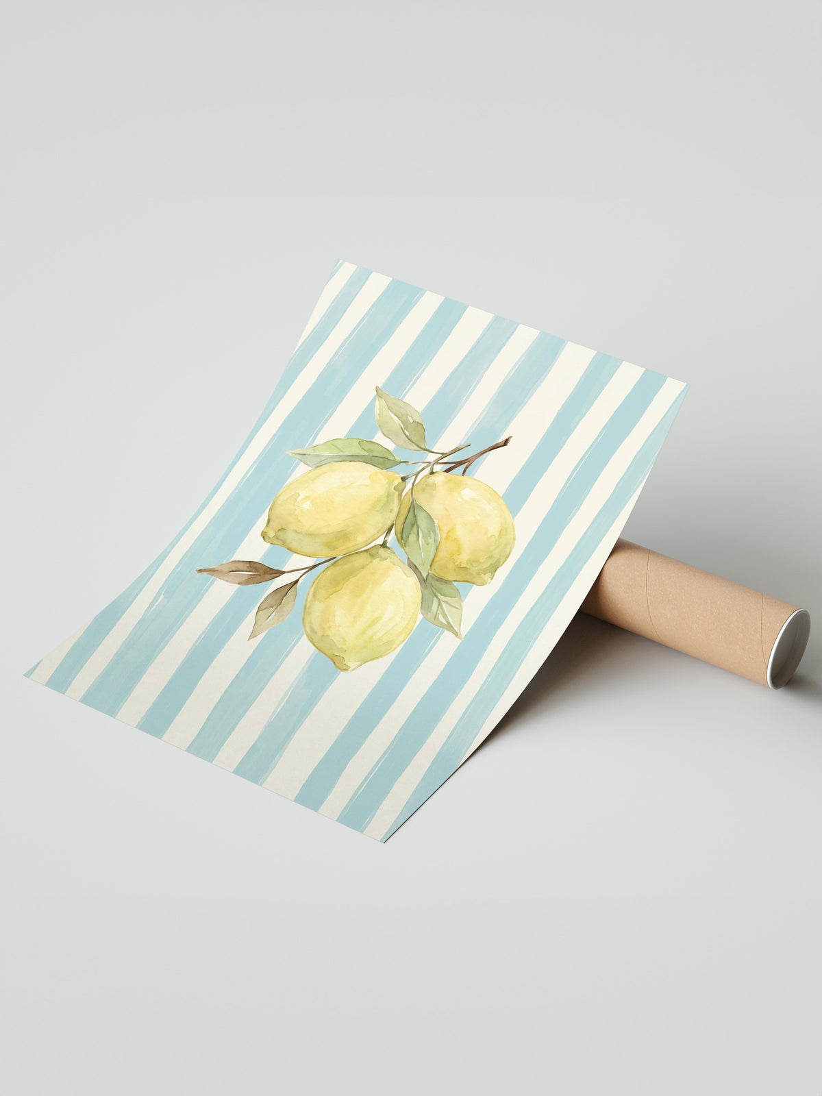 Dikey Çizgiler ve Limonlar Çerçevesiz Poster