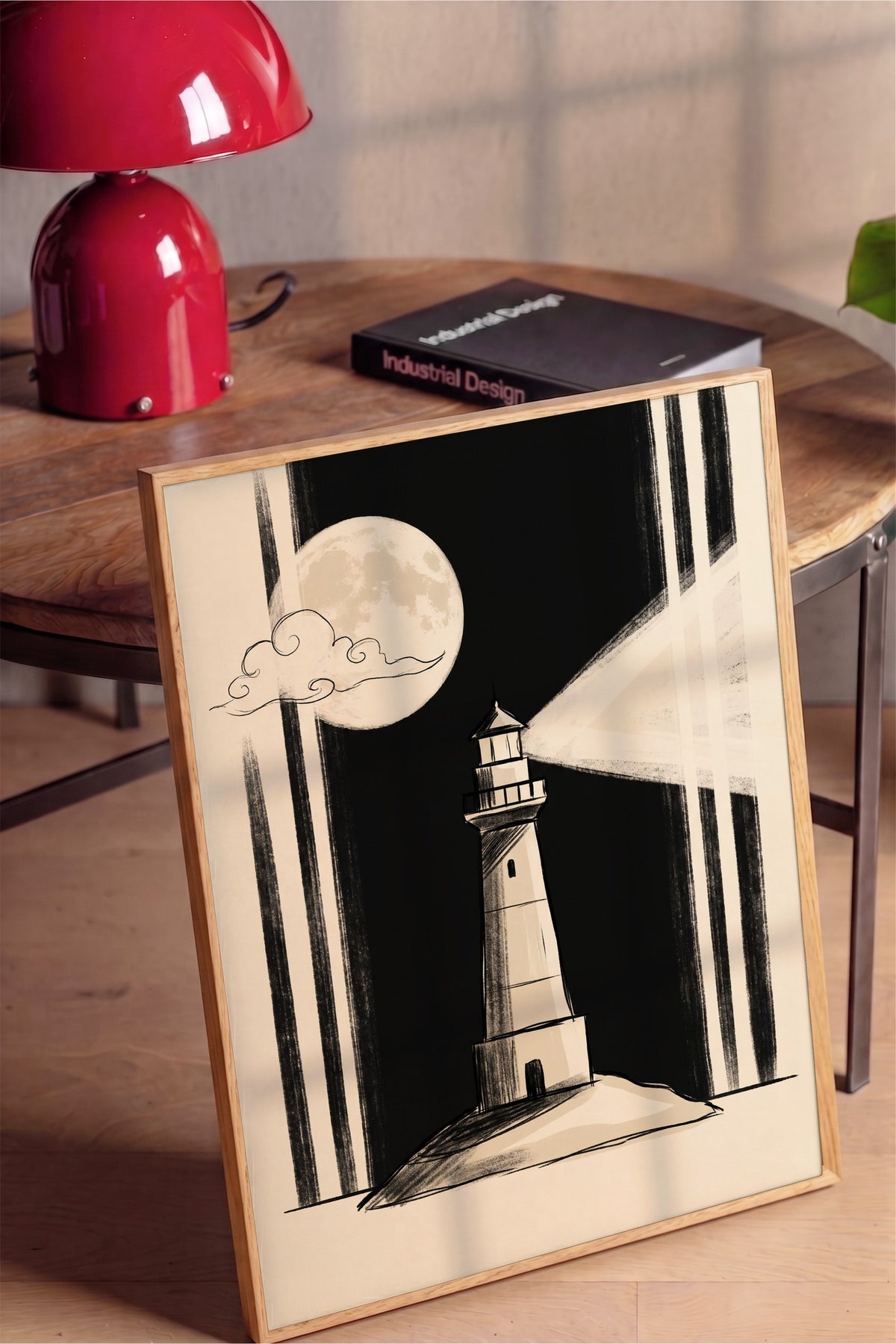 Gece Deniz Feneri Poster – Ahşap Çerçeveli Tablo