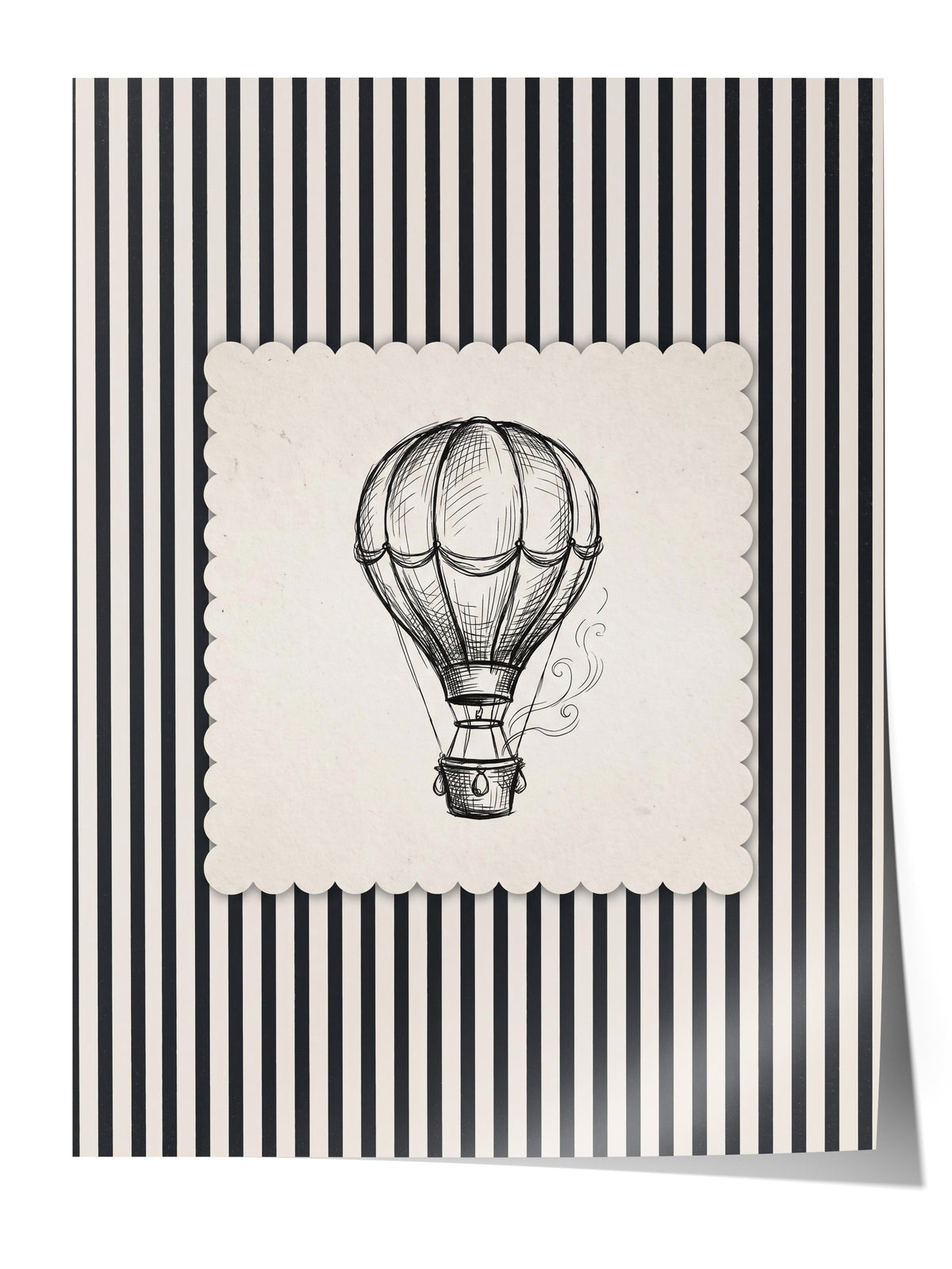 Zebra Desenli Balon İllüstrasyonu Çerçevesiz Poster