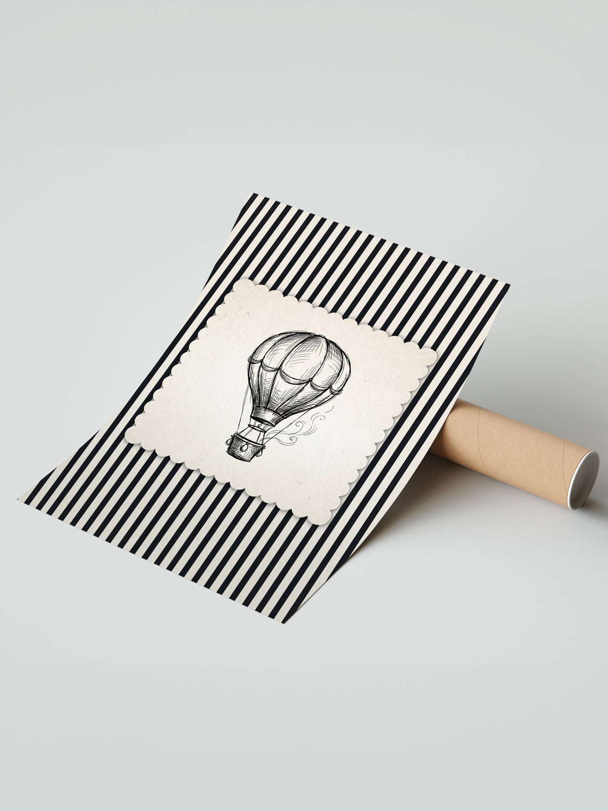 Zebra Desenli Balon İllüstrasyonu Çerçevesiz Poster