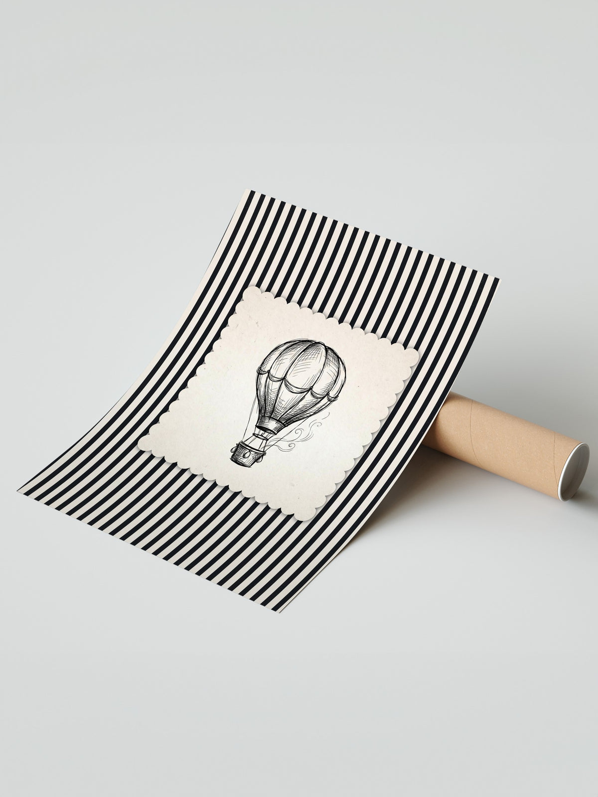 Zebra Desenli Balon İllüstrasyonu Çerçevesiz Poster