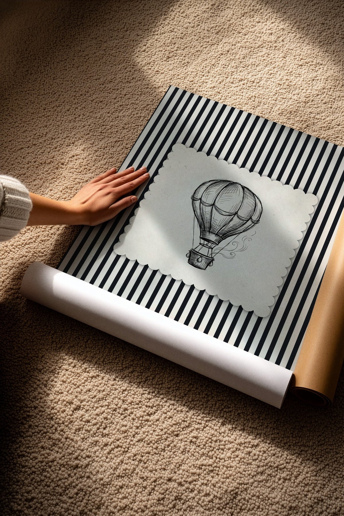 Zebra Desenli Balon İllüstrasyonu Çerçevesiz Poster