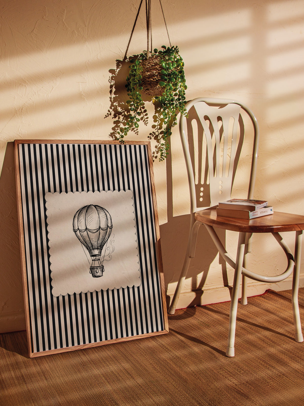 Zebra Desenli Balon İllüstrasyonu Poster – Ahşap Çerçeveli Tablo