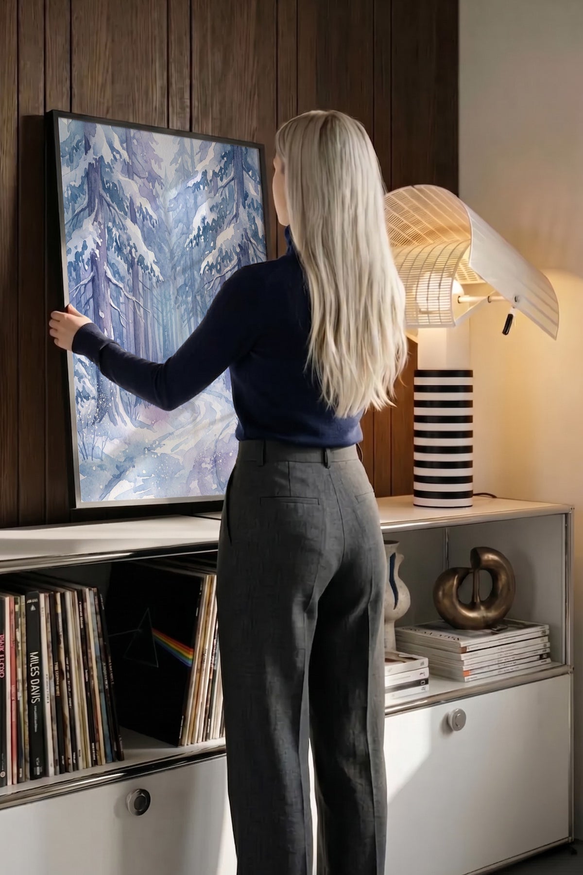 Karlı Orman Yolu Poster – Siyah Çerçeveli Tablo
