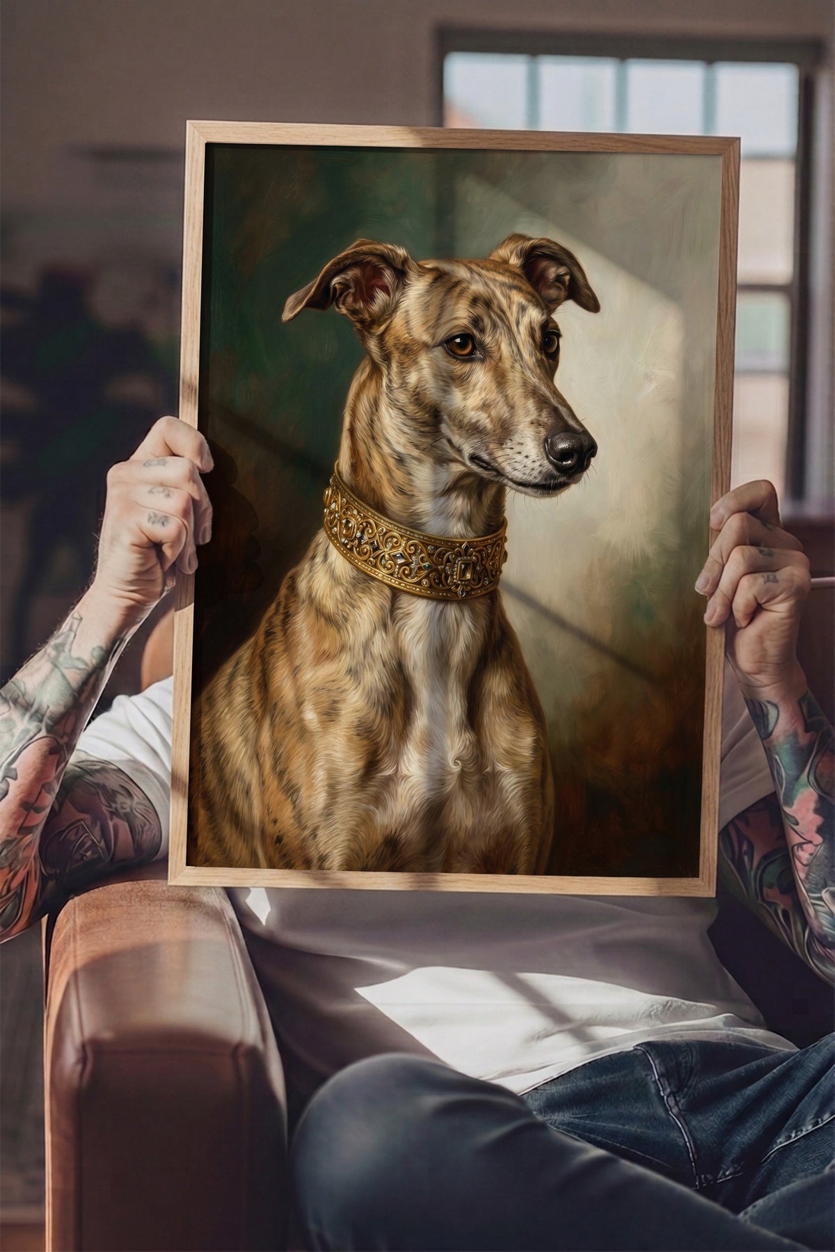 Zarif Köpek Portresi Poster – Ahşap Çerçeveli Tablo