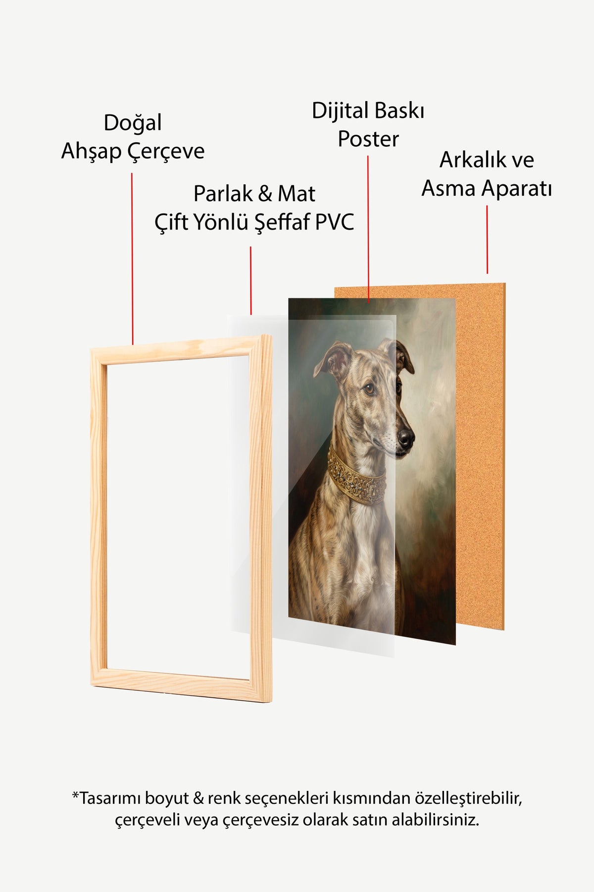 Zarif Köpek Portresi Poster – Ahşap Çerçeveli Tablo