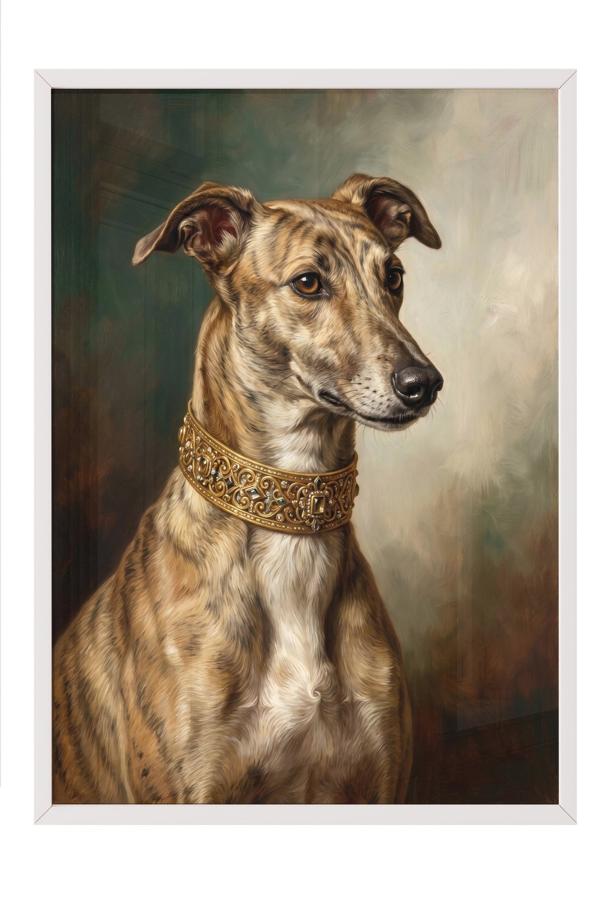 Zarif Köpek Portresi Poster – Beyaz Çerçeveli Tablo