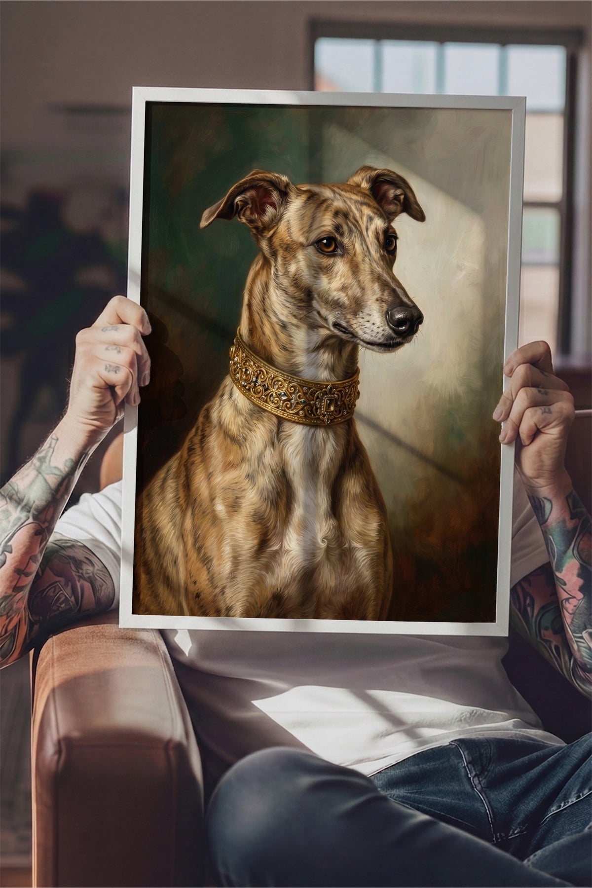 Zarif Köpek Portresi Poster – Beyaz Çerçeveli Tablo