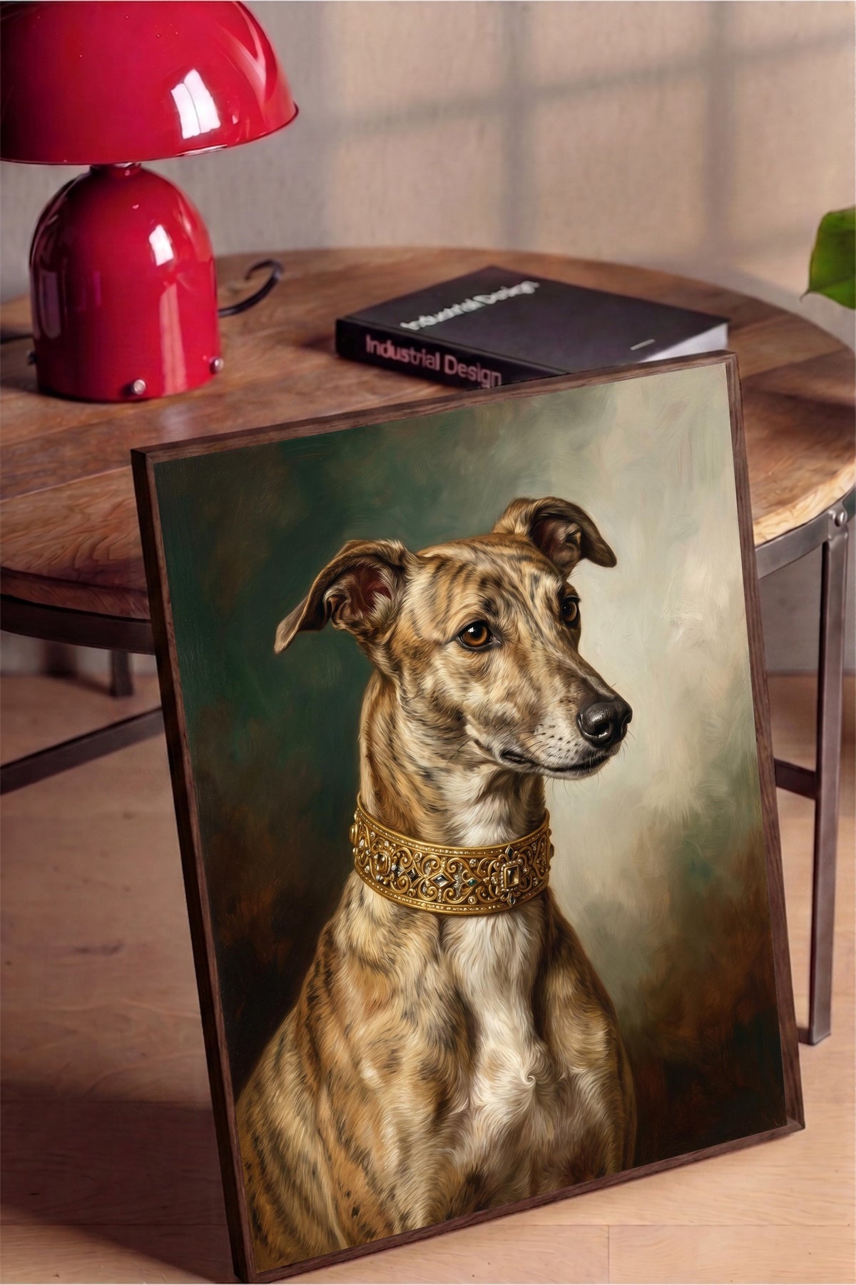 Zarif Köpek Portresi Poster – Kahverengi Çerçeveli Tablo