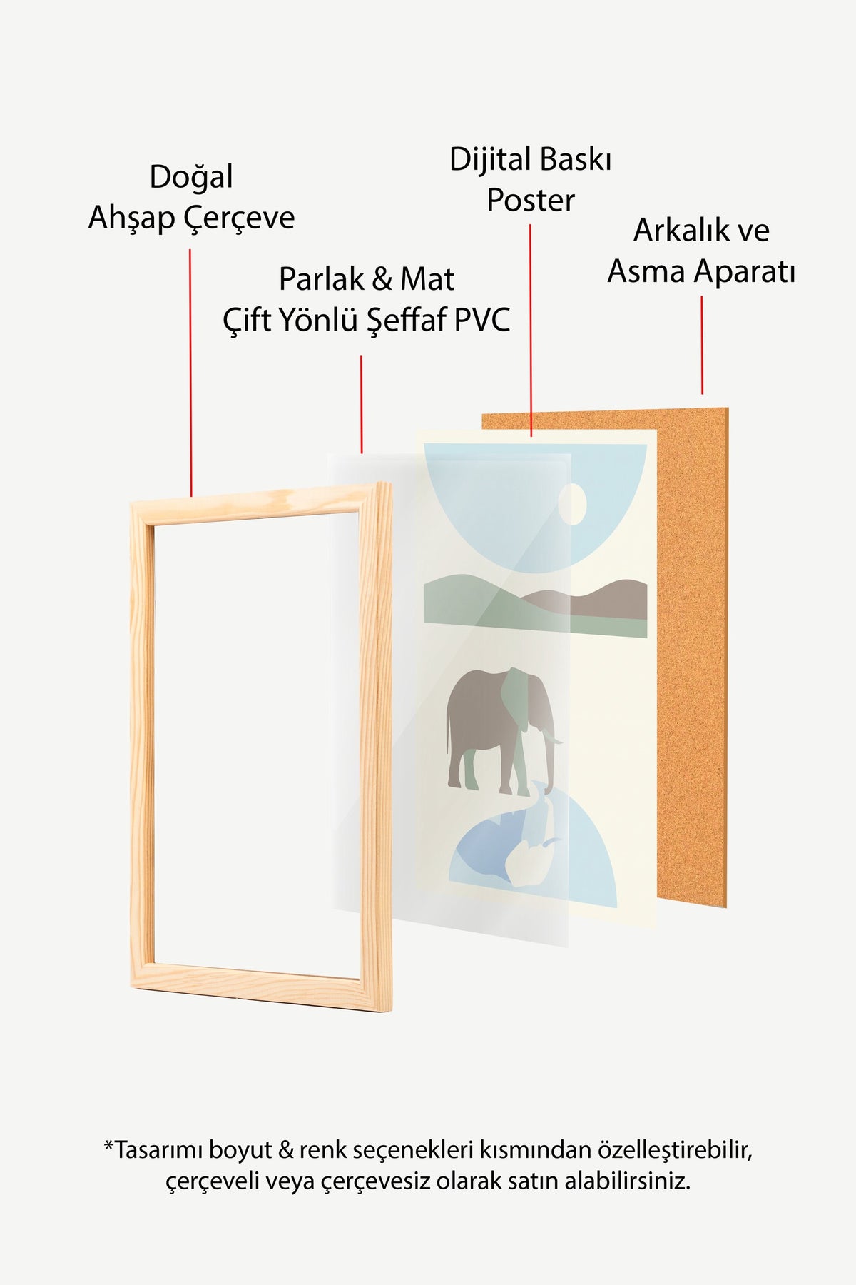 Fil Gölge Yansıması Poster – Ahşap Çerçeveli Tablo