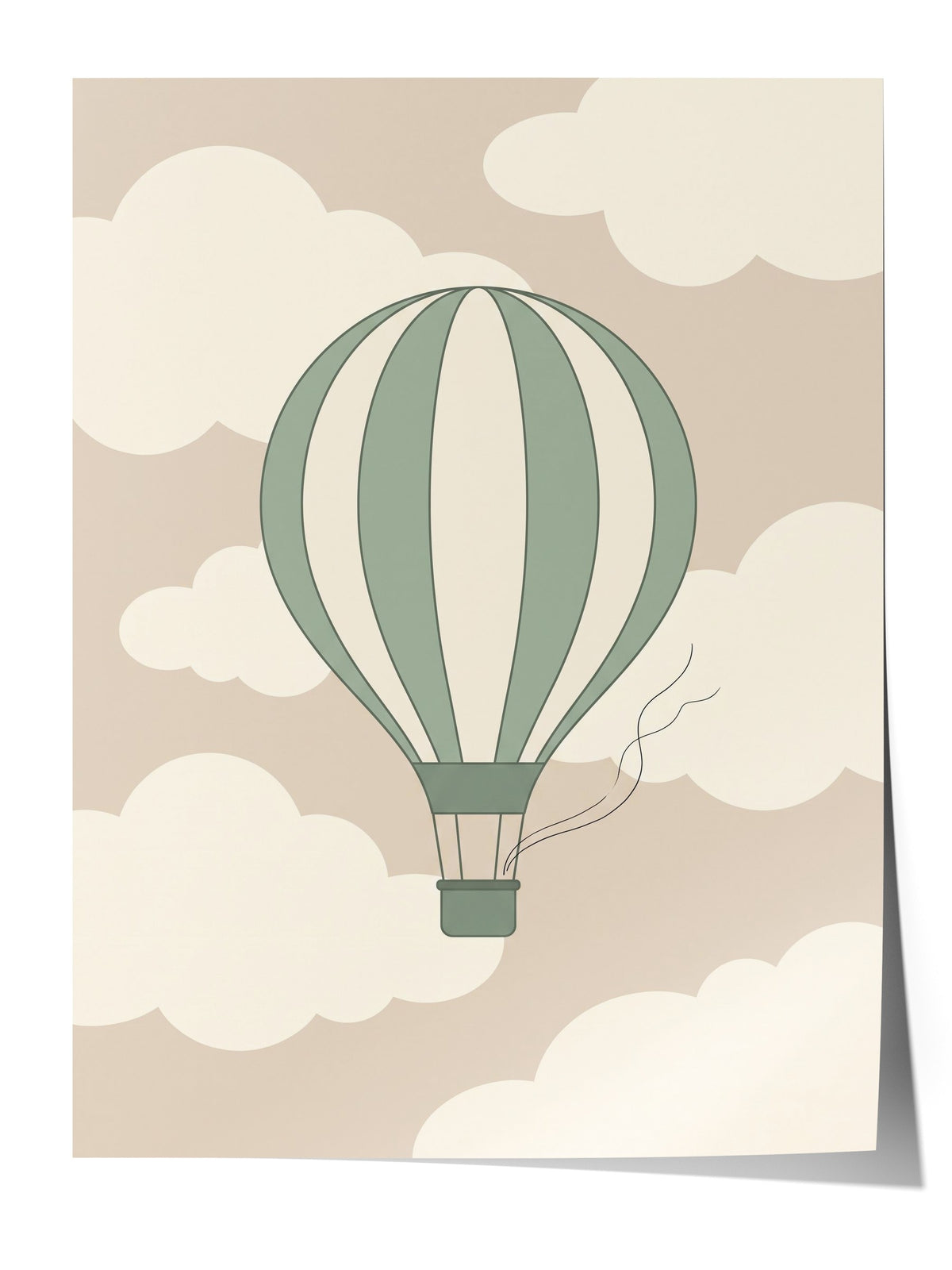 Minimalist Uçan Balon ve Bulutlar Çerçevesiz Poster