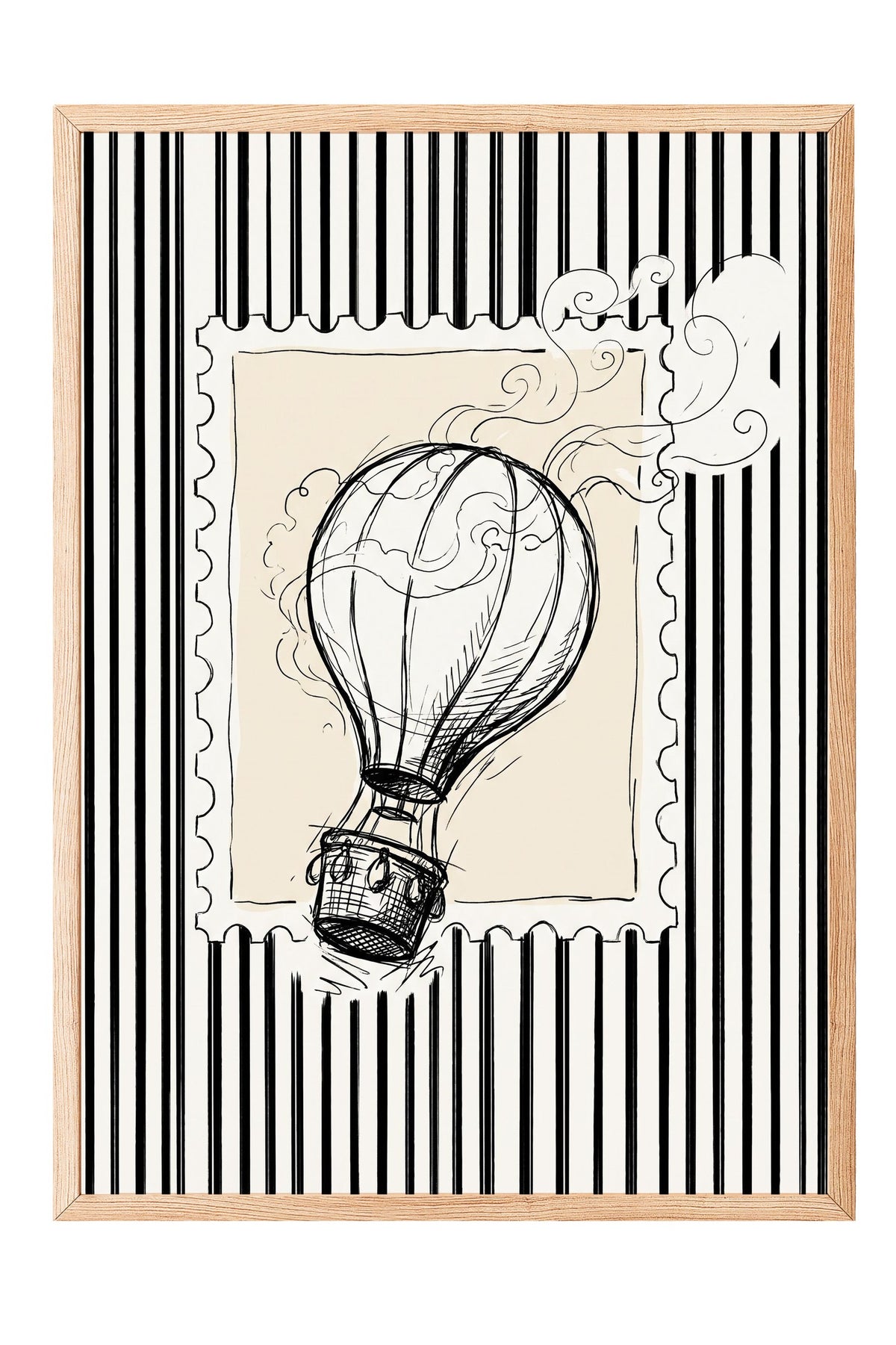 Balon Eskizi ve Fısıltılar Poster – Ahşap Çerçeveli Tablo