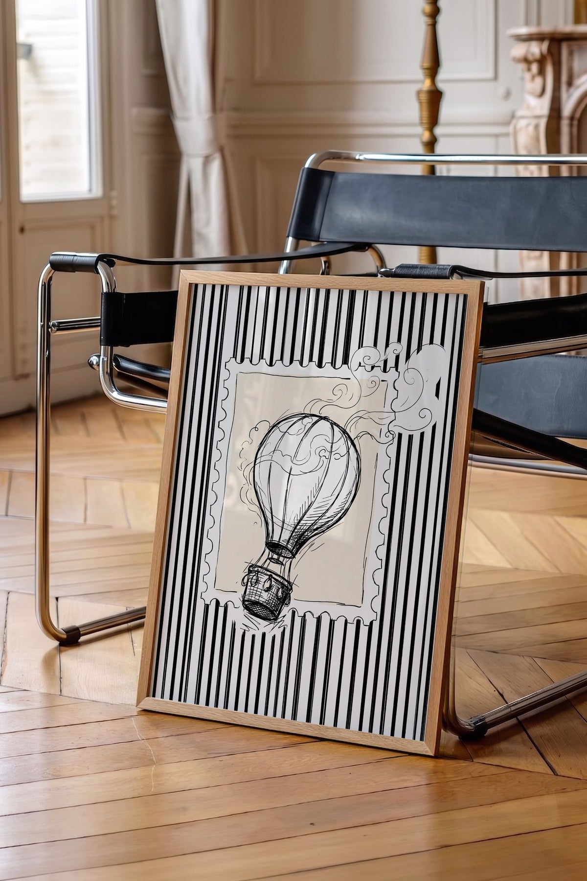 Balon Eskizi ve Fısıltılar Poster – Ahşap Çerçeveli Tablo