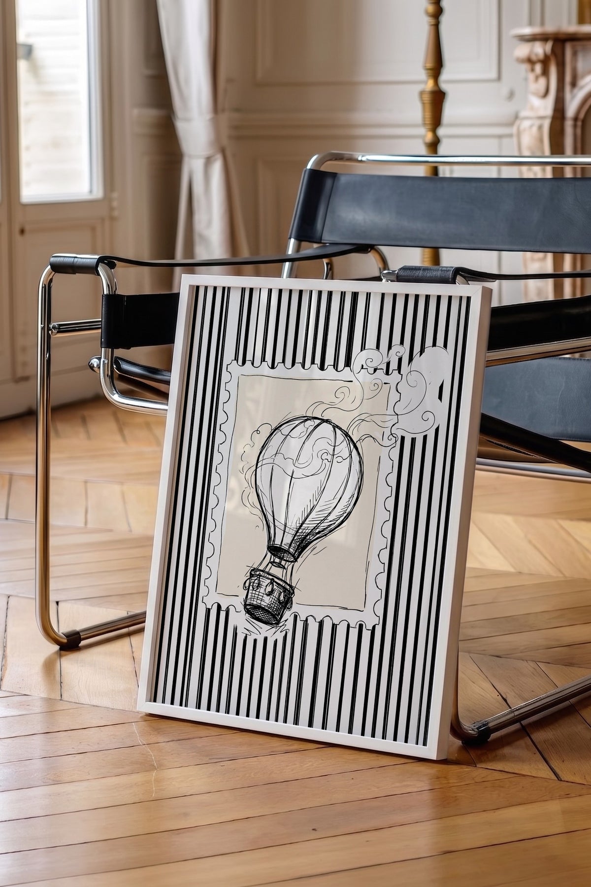 Balon Eskizi ve Fısıltılar Poster – Beyaz Çerçeveli Tablo