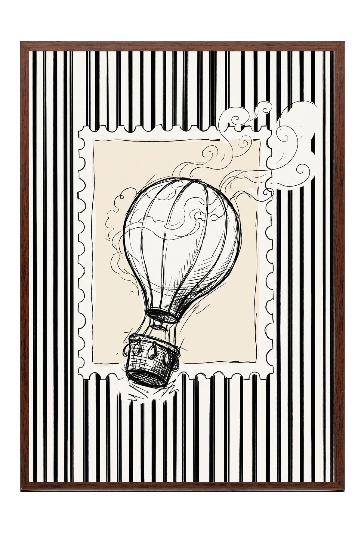 Balon Eskizi ve Fısıltılar Poster – Kahverengi Çerçeveli Tablo