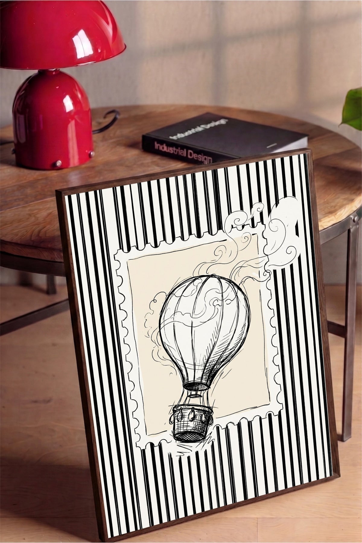 Balon Eskizi ve Fısıltılar Poster – Kahverengi Çerçeveli Tablo