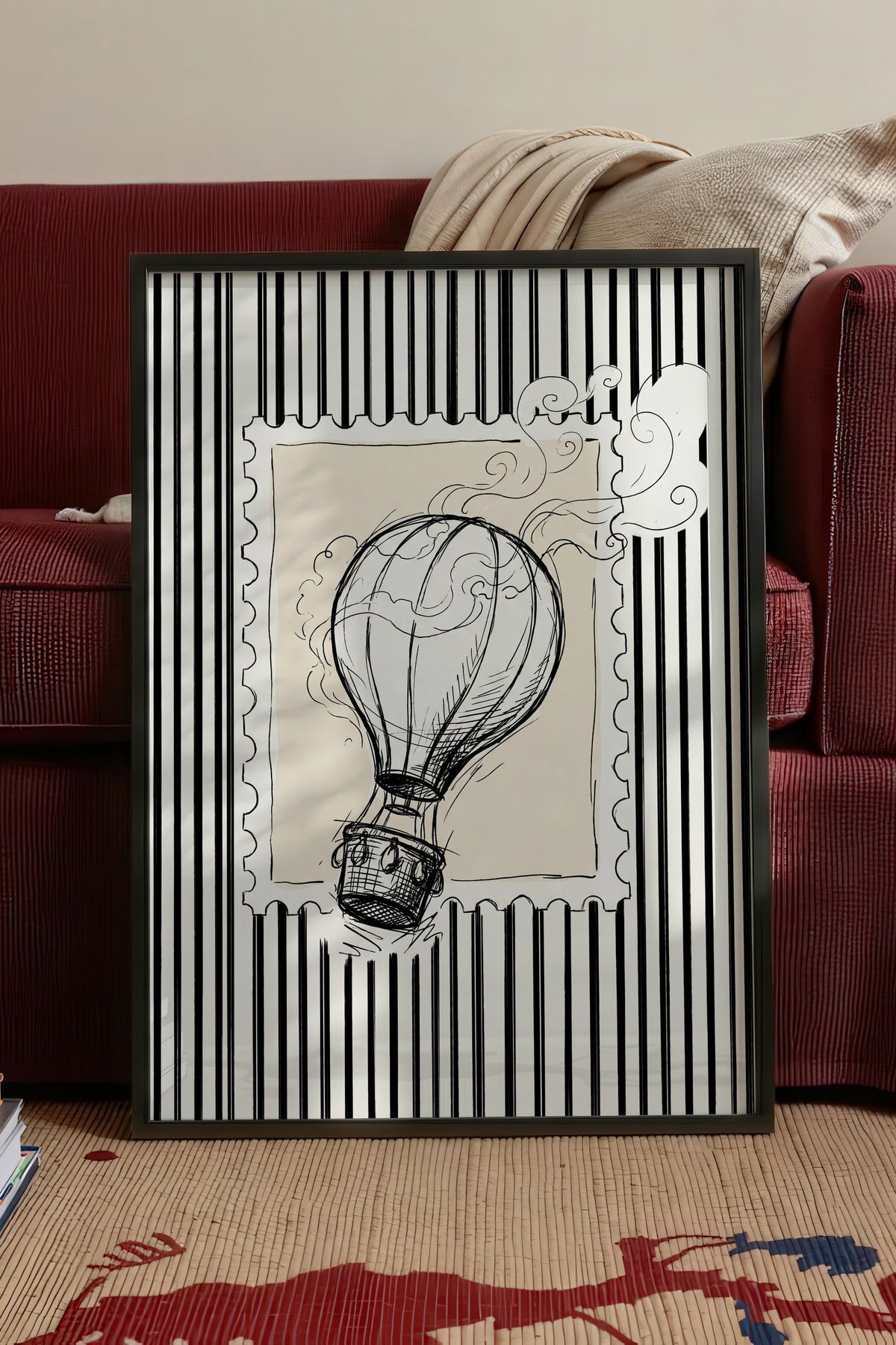 Balon Eskizi ve Fısıltılar Poster – Siyah Çerçeveli Tablo
