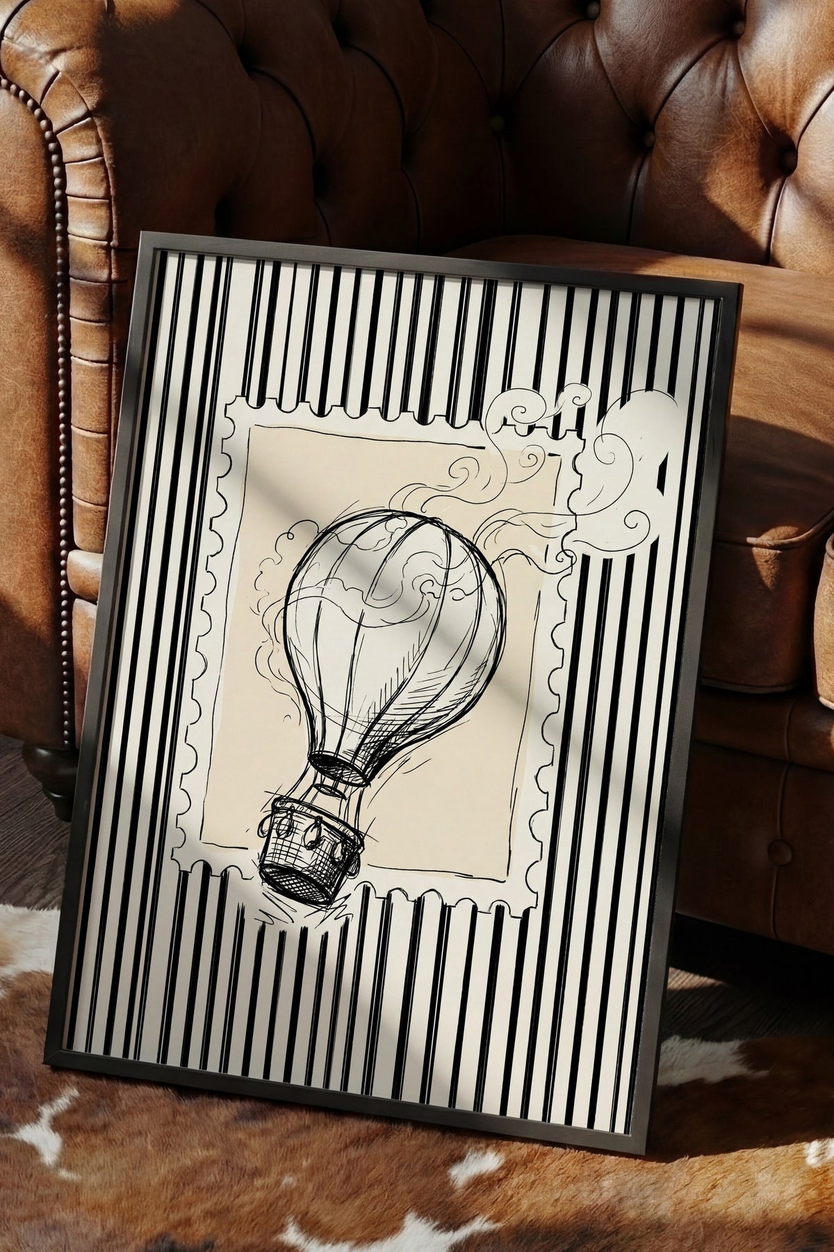 Balon Eskizi ve Fısıltılar Poster – Siyah Çerçeveli Tablo