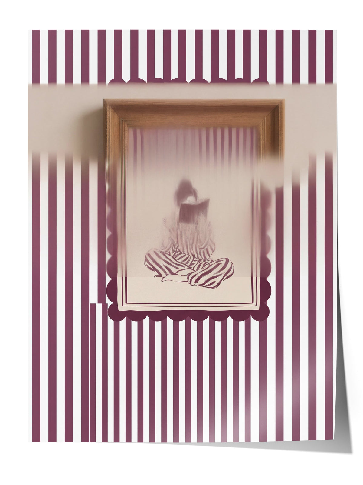 Çizgilerle Kitap Okuyan Figür Çerçevesiz Poster
