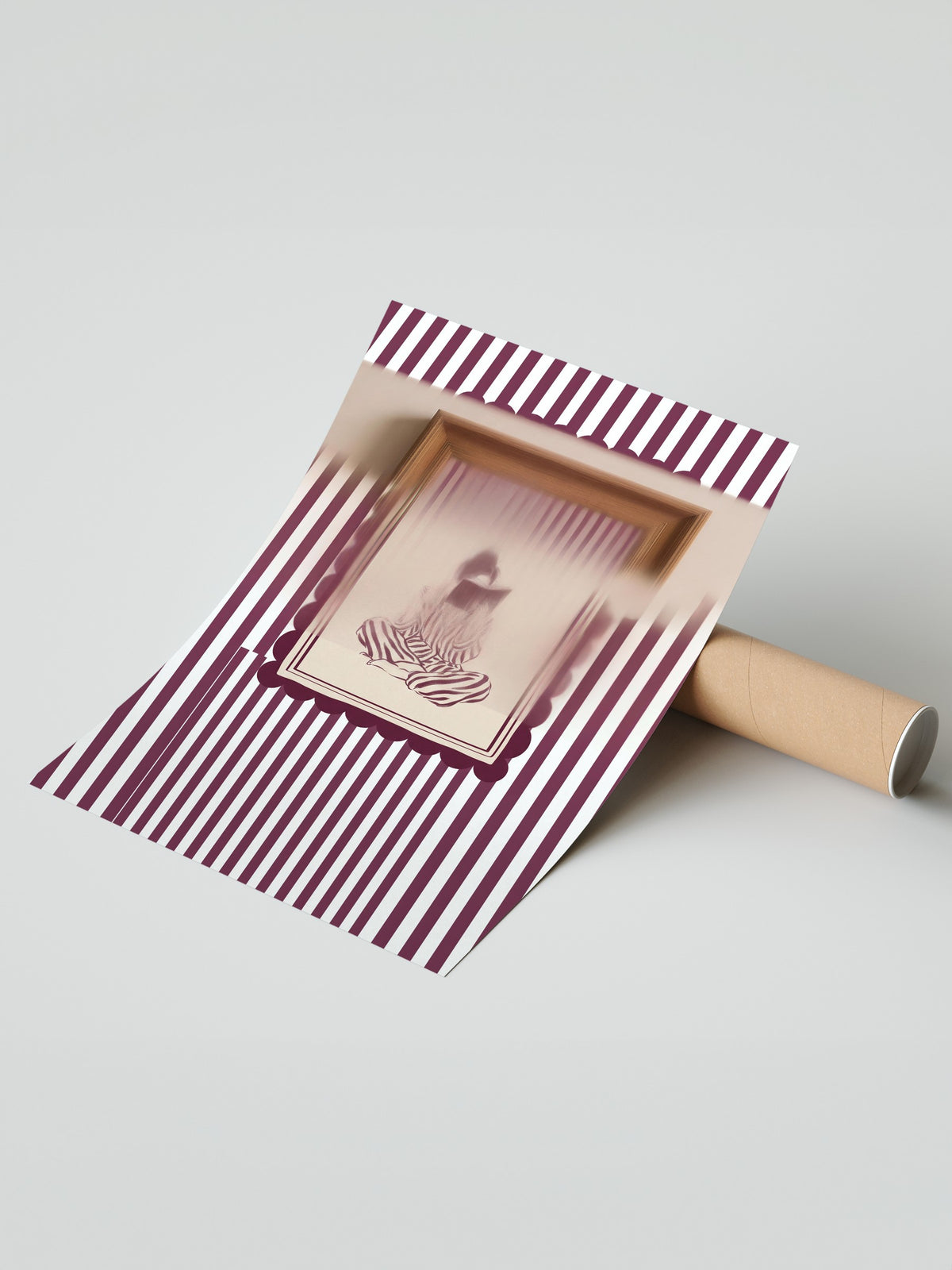 Çizgilerle Kitap Okuyan Figür Çerçevesiz Poster