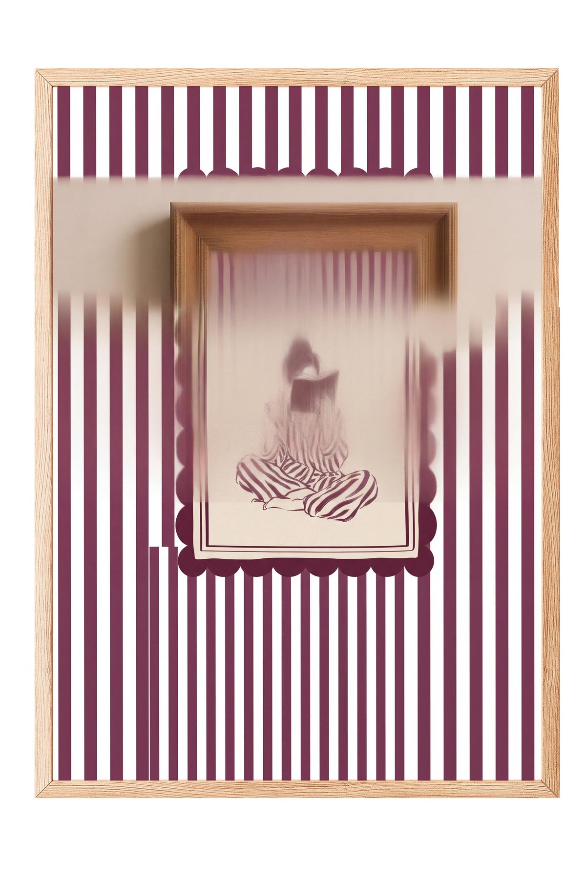 Çizgilerle Kitap Okuyan Figür Poster – Ahşap Çerçeveli Tablo
