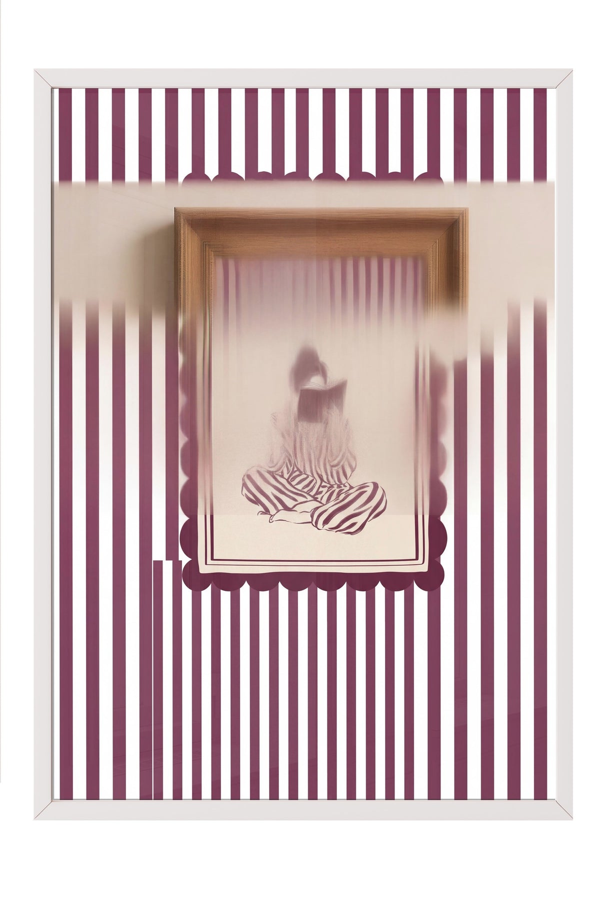 Çizgilerle Kitap Okuyan Figür Poster – Beyaz Çerçeveli Tablo
