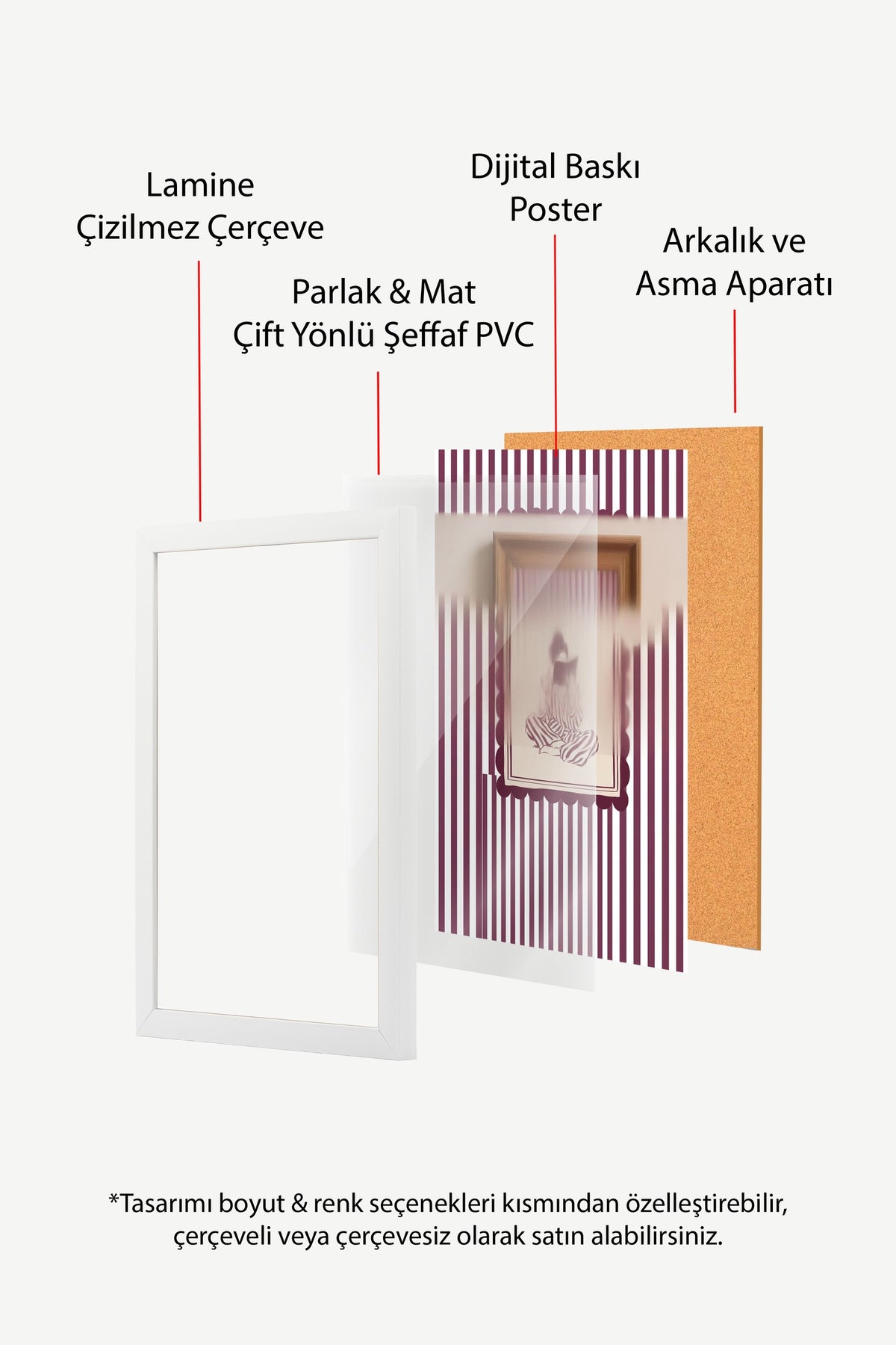 Çizgilerle Kitap Okuyan Figür Poster – Beyaz Çerçeveli Tablo